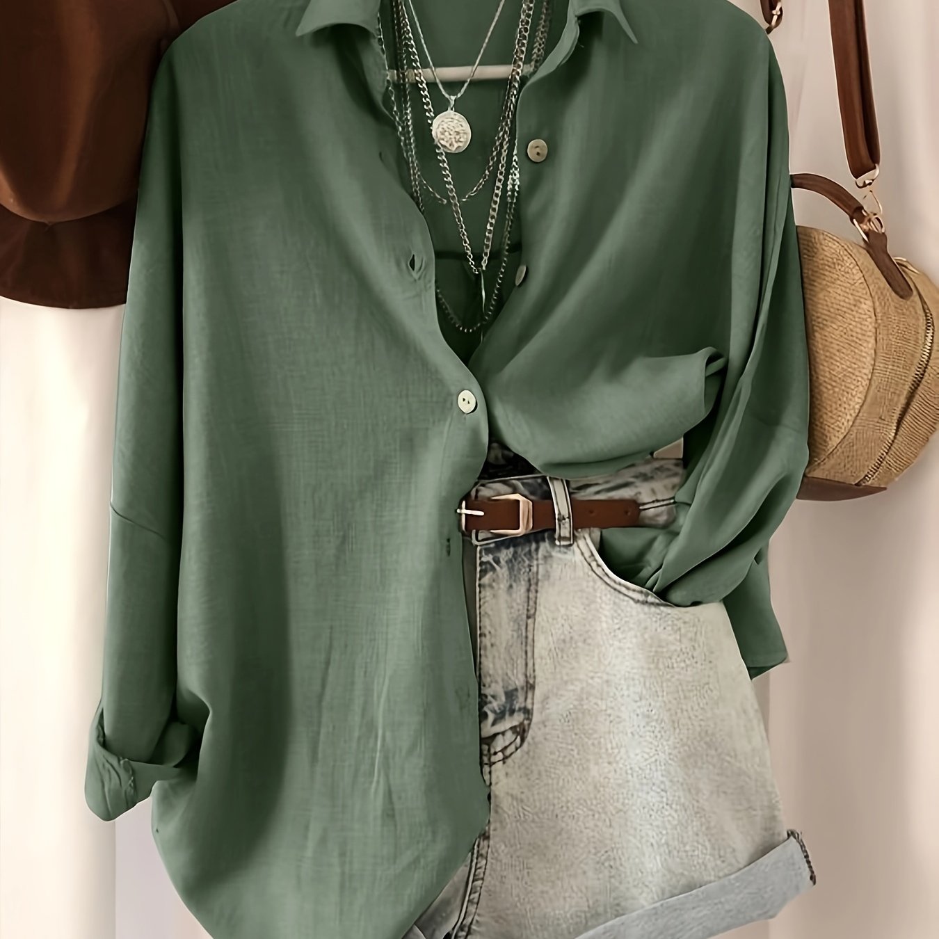 E-shop Damen Langarmshirt mit fischschwanzschnitt, lockere Passform. Geeignet für Freizeit, Reisen, Urlaub, ZLLZ Richtungsbezeichnung