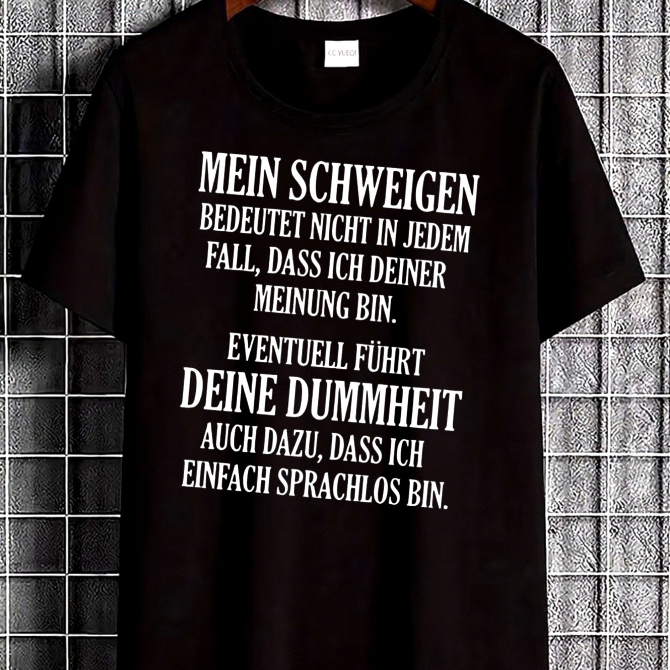 Image of Plus Size With German Quote Print For Casual Look Statement Style
