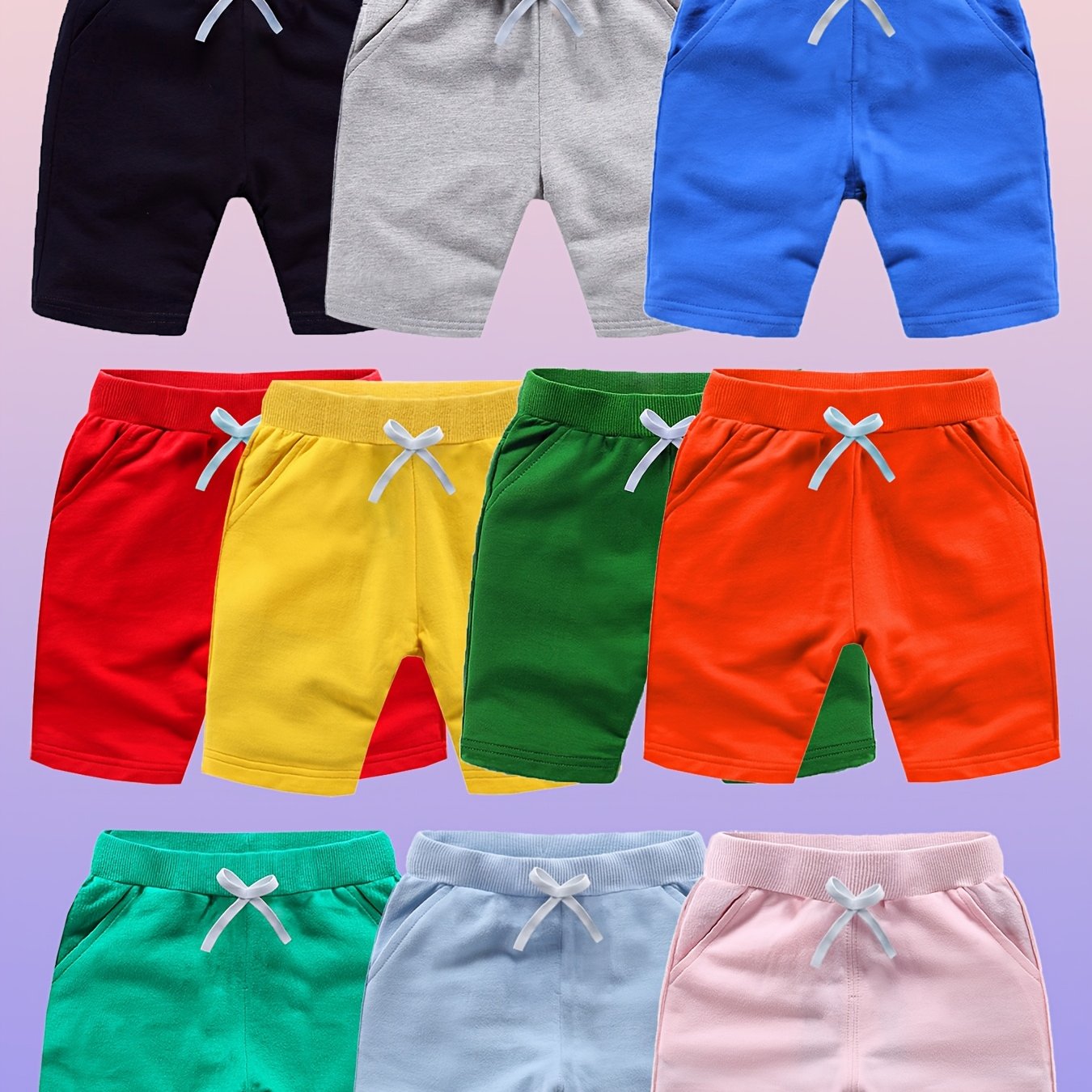 TEMU 10 Colors, 1pc , Summer 's Shorts, Boys/girls Casual Solid Color Five-point Shorts, Loose Shorts With Elastic Waist And , 's Clothing, Outdoor