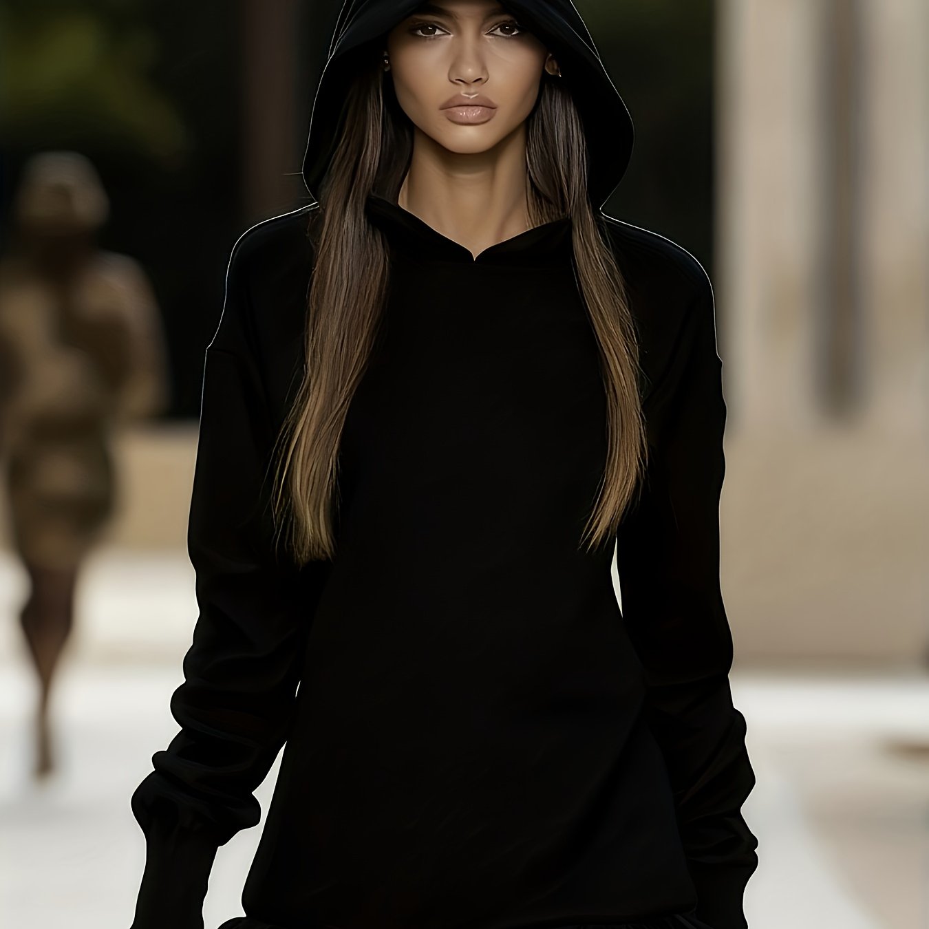 Women's Fashionable And Elegant Long-sleeve Hoodie Mini Dress