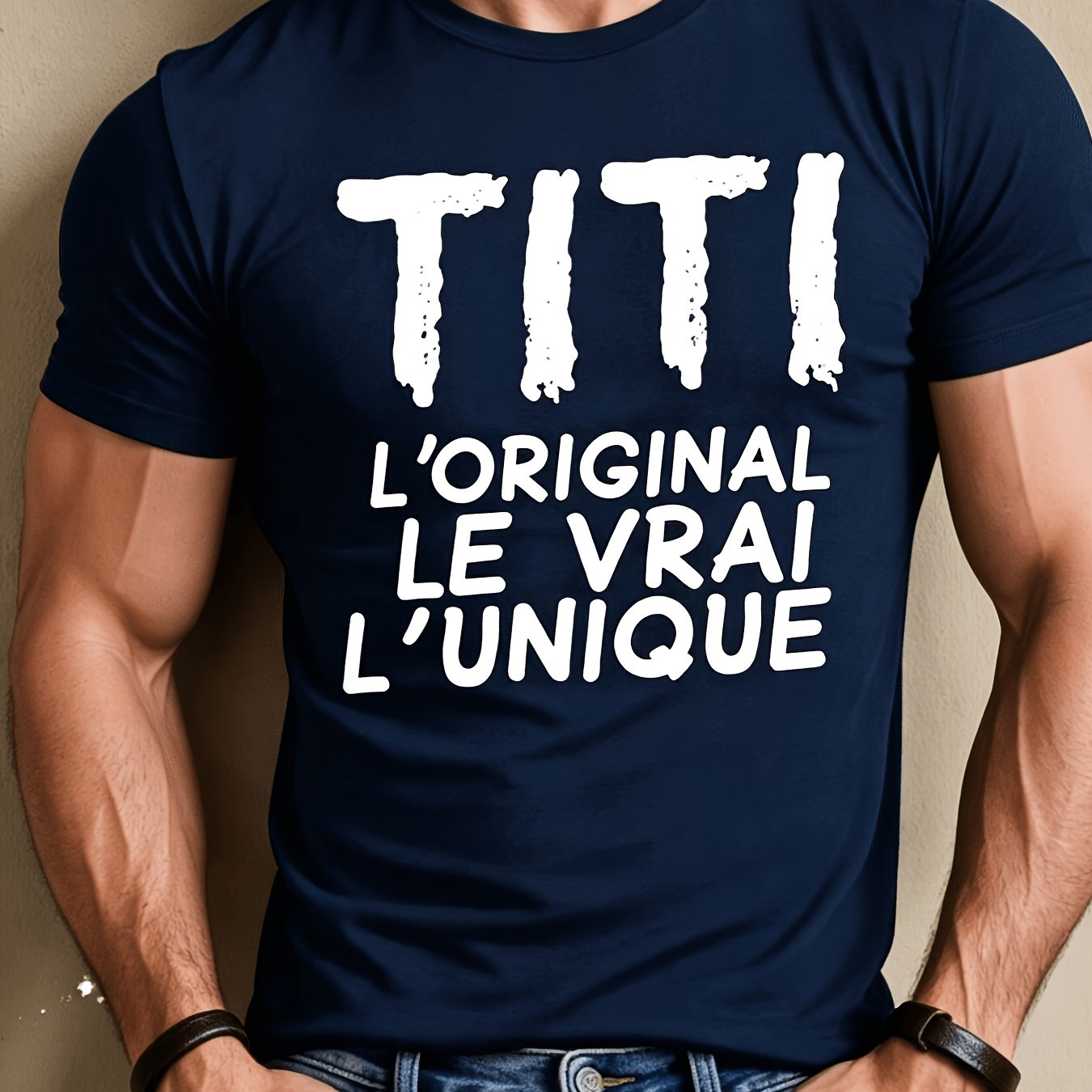 TEMU T-shirt d'été à manches courtes pour homme Legend | Col rond, coupe régulière, tissu légèrement extensible, motif alphabet