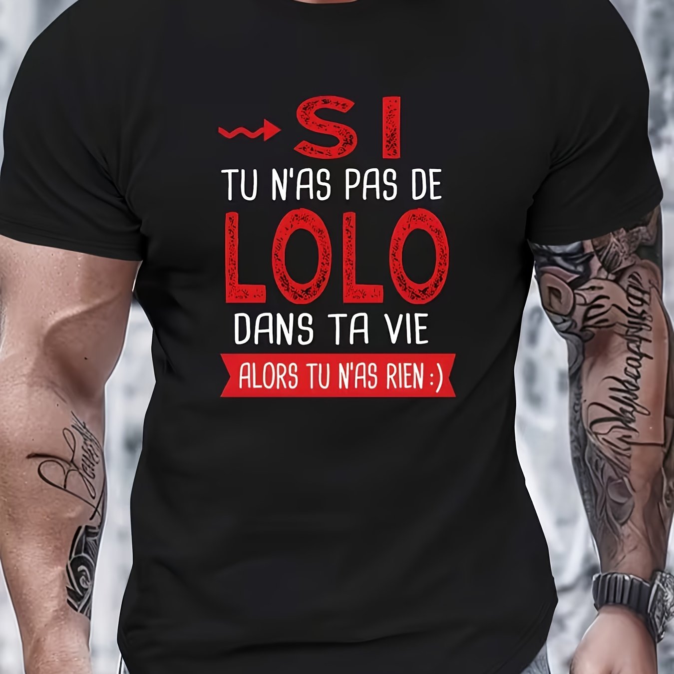 TEMU T-Shirt Homme avec Française "Si Vous Êtes avec " - Française "Vous Avec " - T-Shirt Décontracté avec Impression de Définition de , Col Rond et