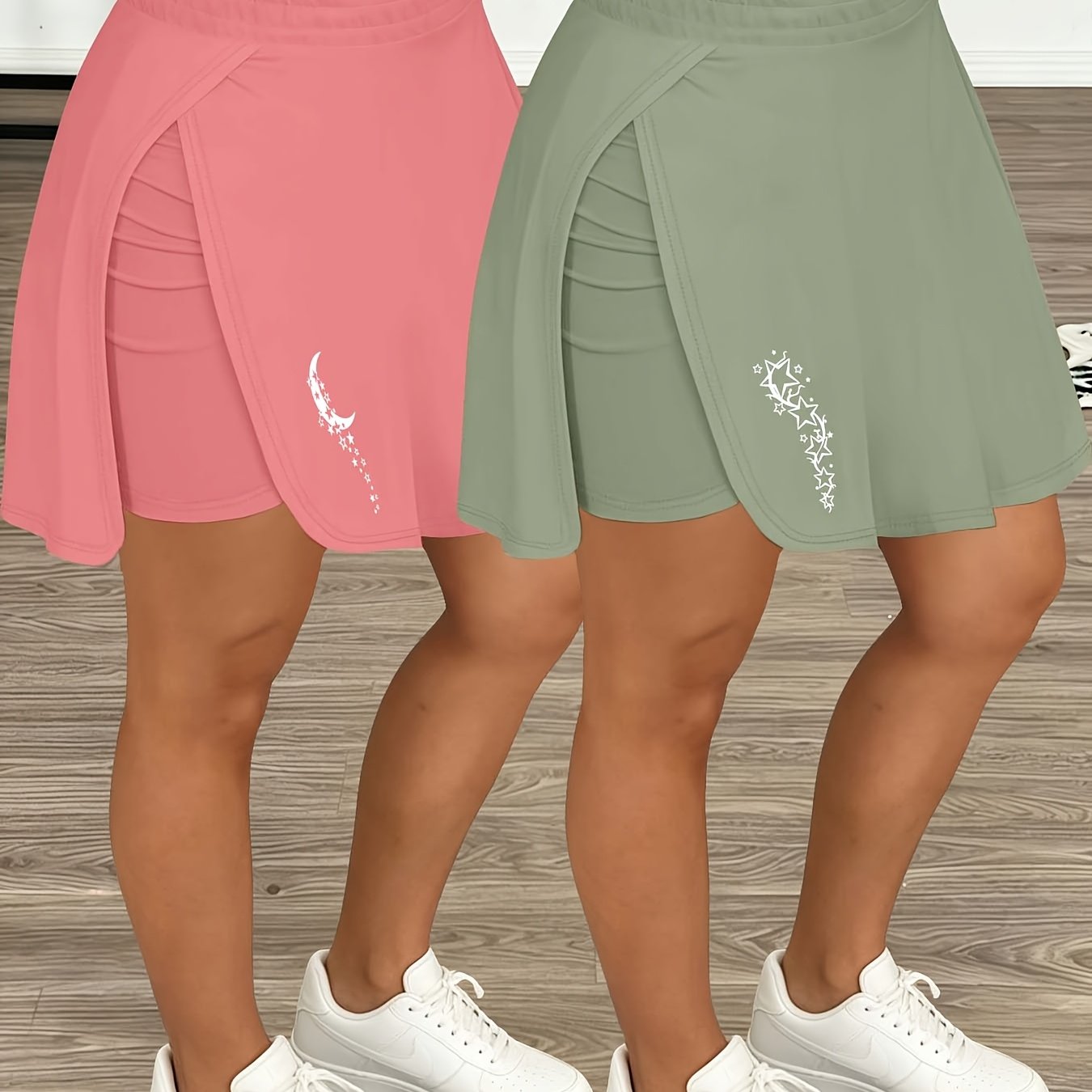 TEMU 2026 Spring/summer New Women' Casual Light Moon And Five-pointed Print Versatile Shorts With Multiple Color Options, Cropped Women's Bottoms,