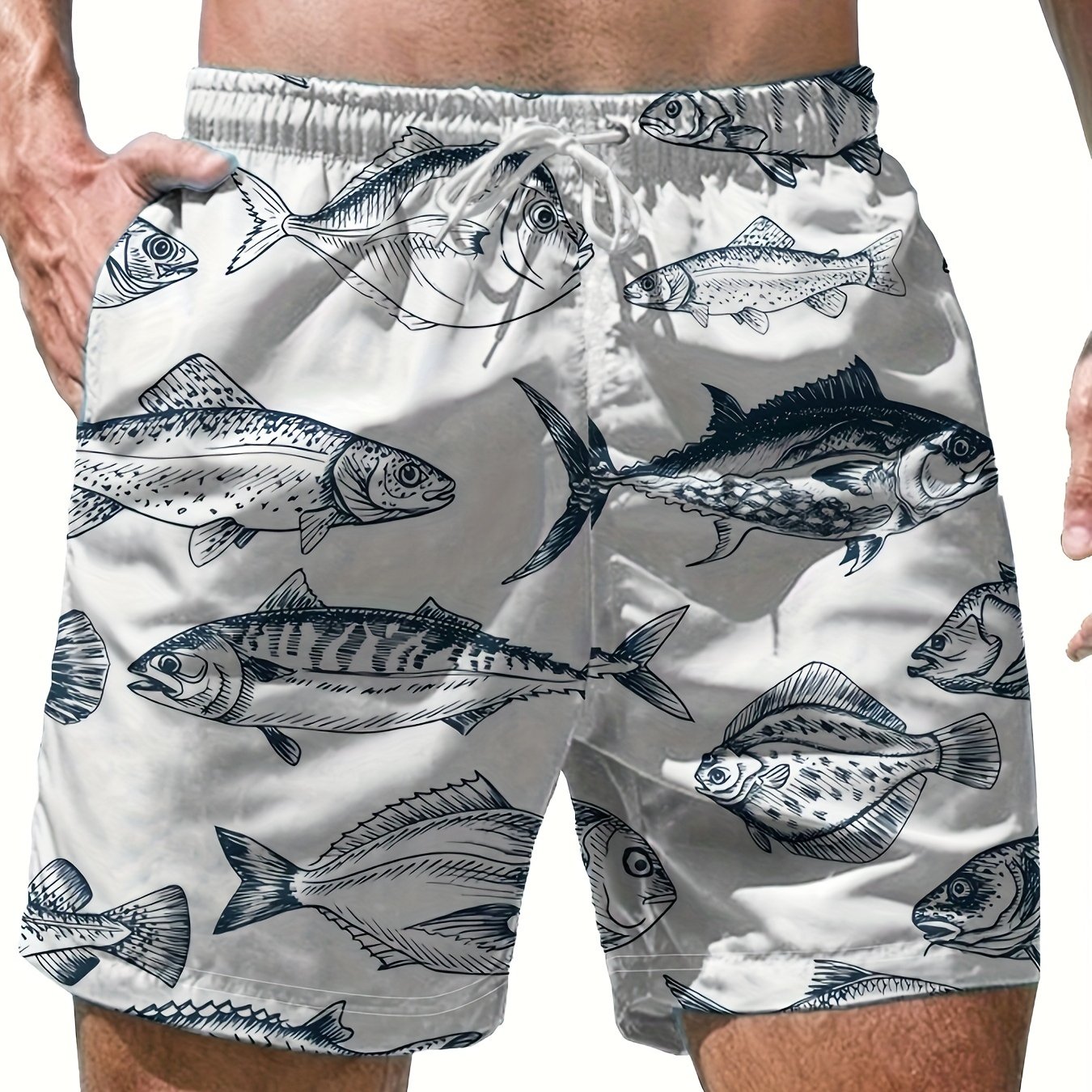 TEMU Men's Casual Print Shorts With Waist