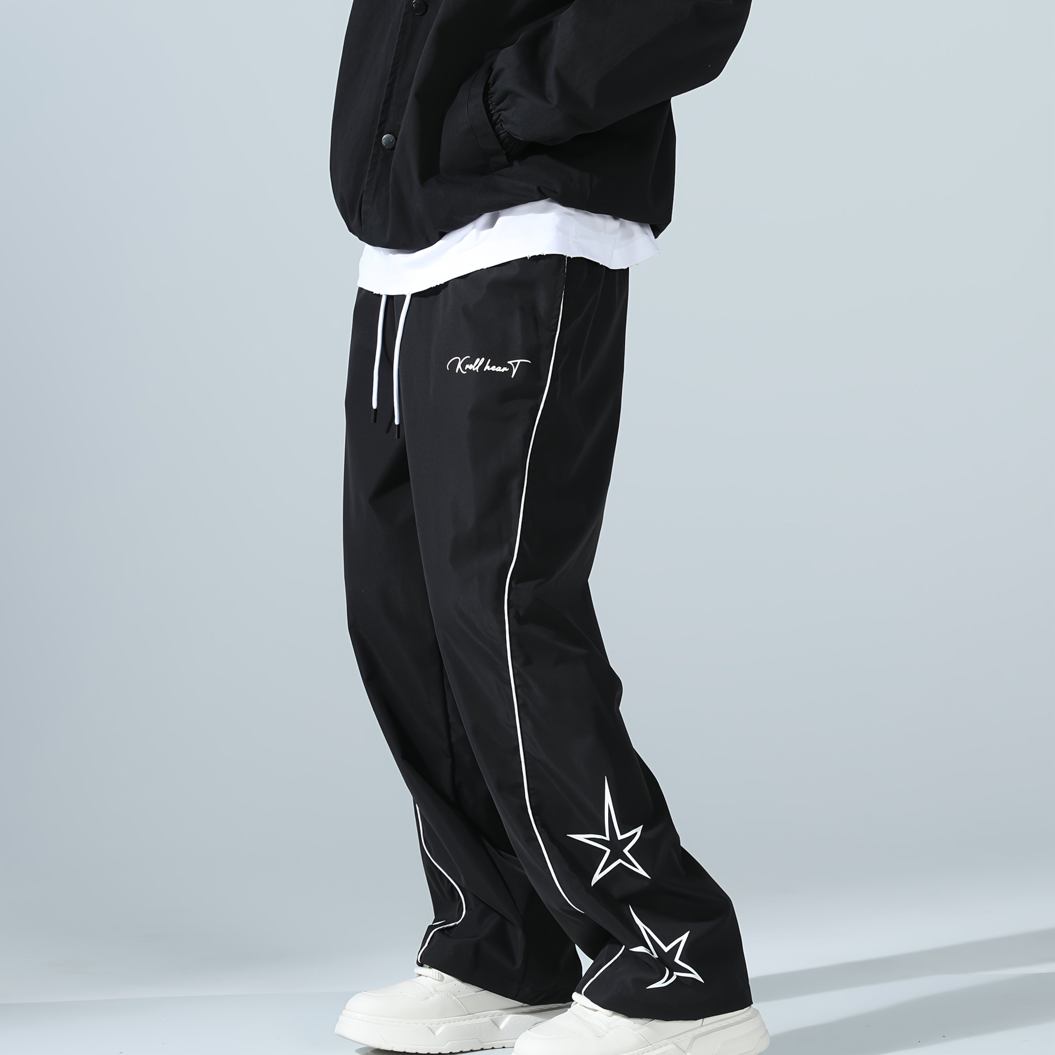 E-shop Herren Weite Schnelltrocknende Hose mit Weitem Oberschenkel – Streetwear Hose für Tanz, Fitness & Outdoor | Schriftzug & Maschinenwaschbar (Ohne