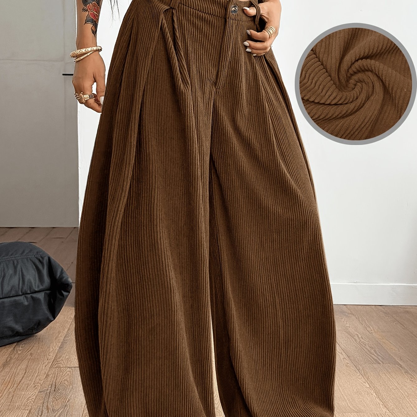 TEMU Women's Fashion Casual Wide Leg Pants