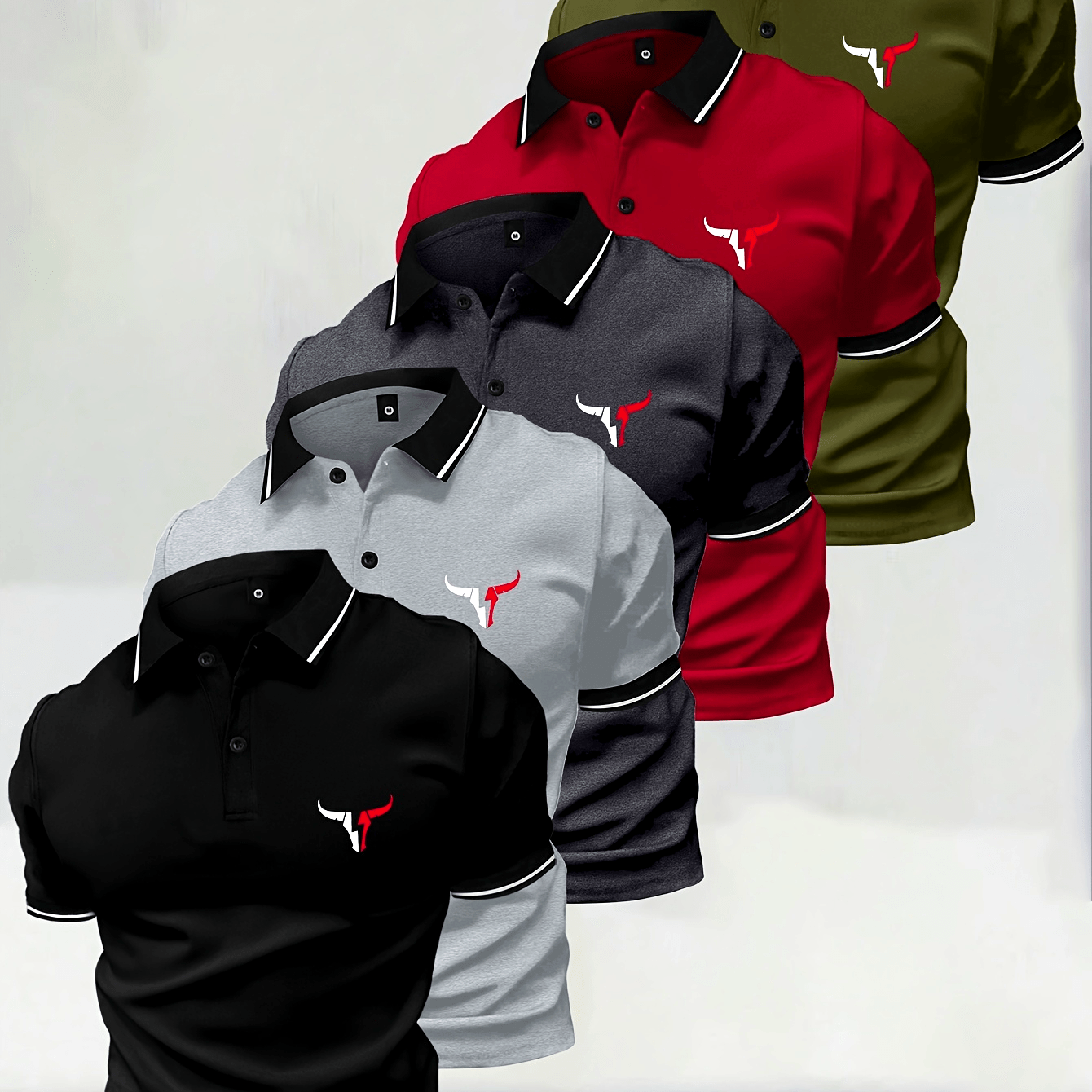 Random Men's Regular-fit Animal Print Golf Shirt, Summer Short-sleeve Button- Sports Top, Suitable For Outdoor Leisure And Fitness