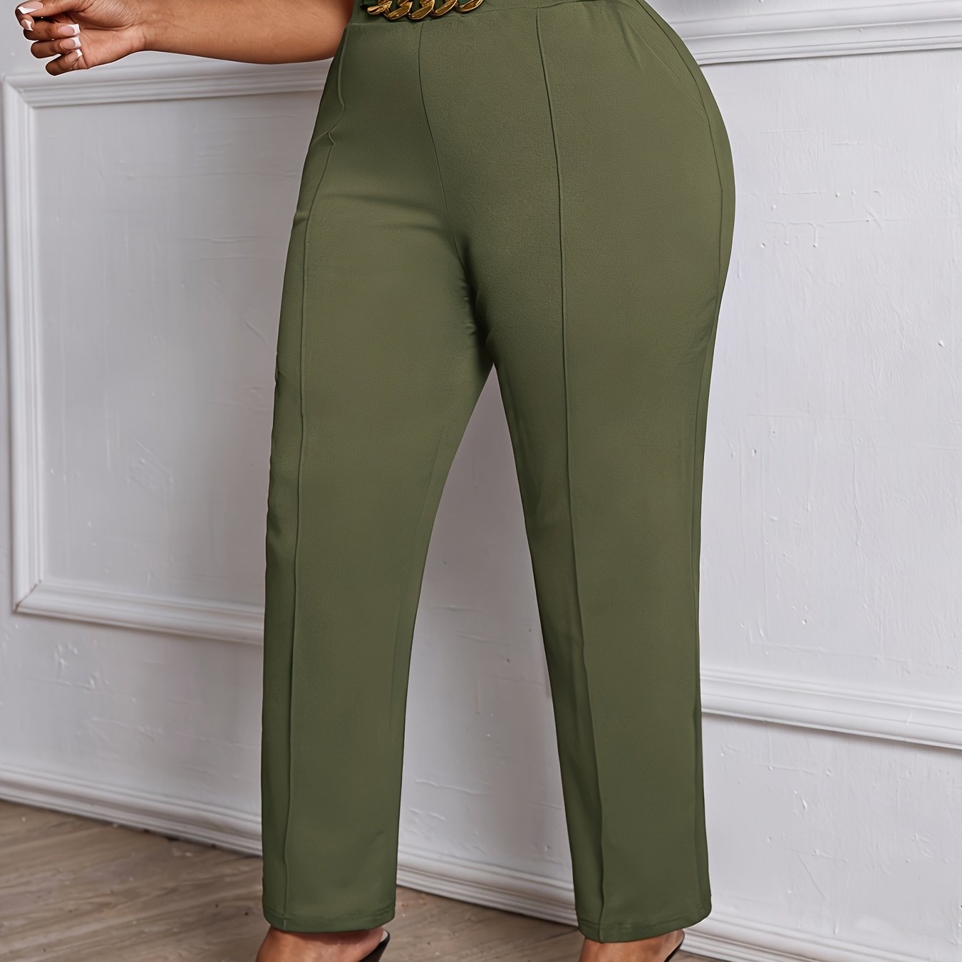 TEMU Plus Size, Women's Fashionable, Elegant, And Versatile Plus-size Commuter Trousers With A Sophisticated Design
