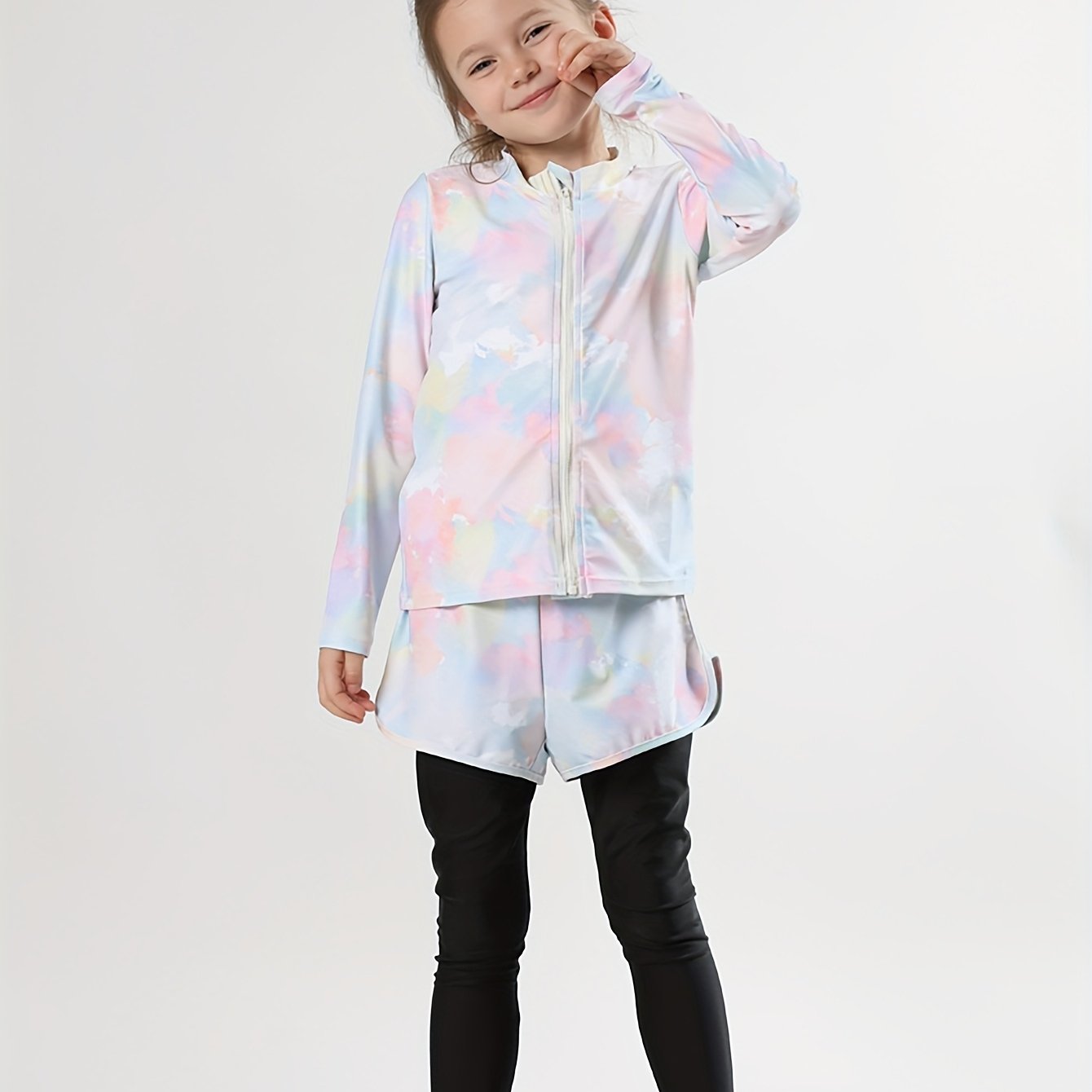 TEMU Girls' Swimwear Set Guard Tank Top With Pants 2- Shoulder Separate Swimwear Junior Girls' Kids Girls' + Quick-dry Cool Ml2309