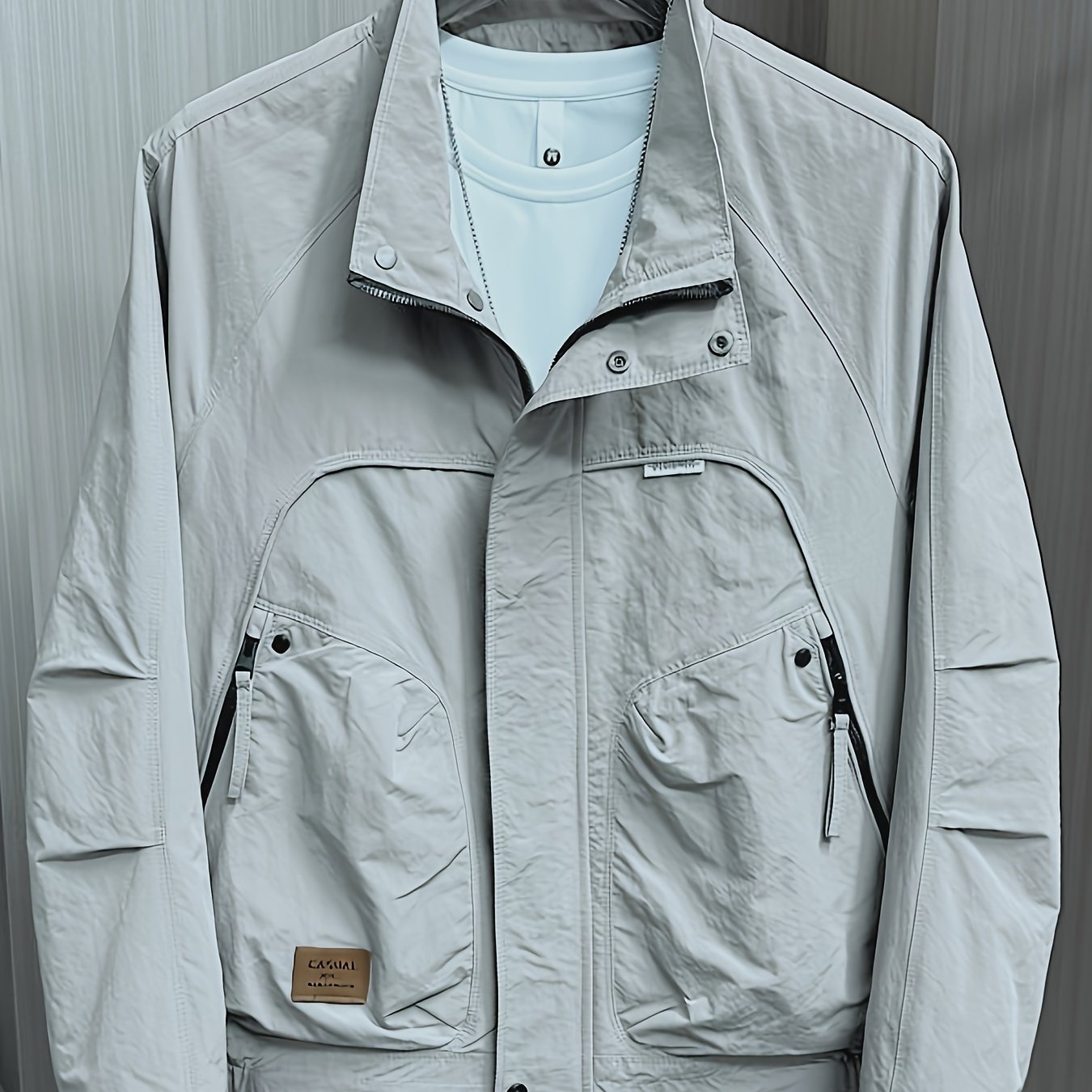 Image of Men's Casual Jacket, Breathable Workwear, Trendy And Versatile Collar Coat For Spring And Autumn