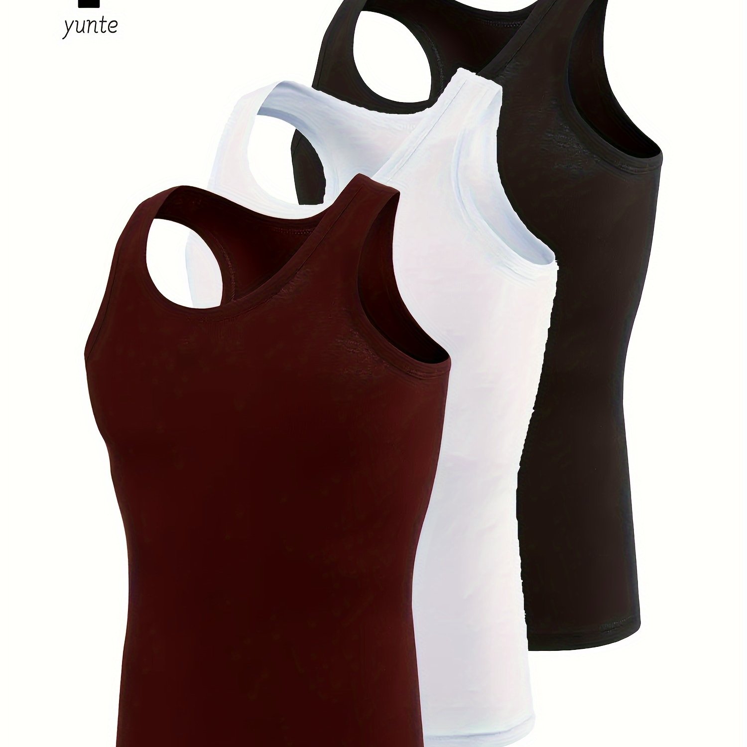 Image of 3-color 3-pc -white- Tank Top, Fashionable Breathable Comfortable Quick-drying Sports Fitness Tank Top, Casual Solid Color Top, Men's Summer Clothing, Men's Undershirt Top