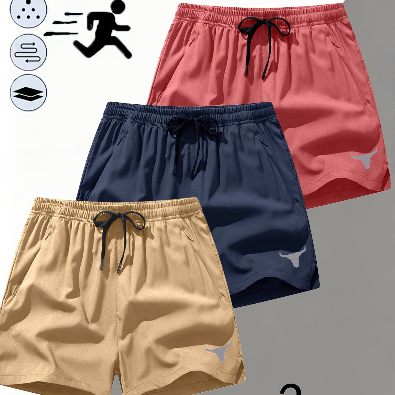 TEMU Ensemble 3 pièces Homme Short de sport imprimé