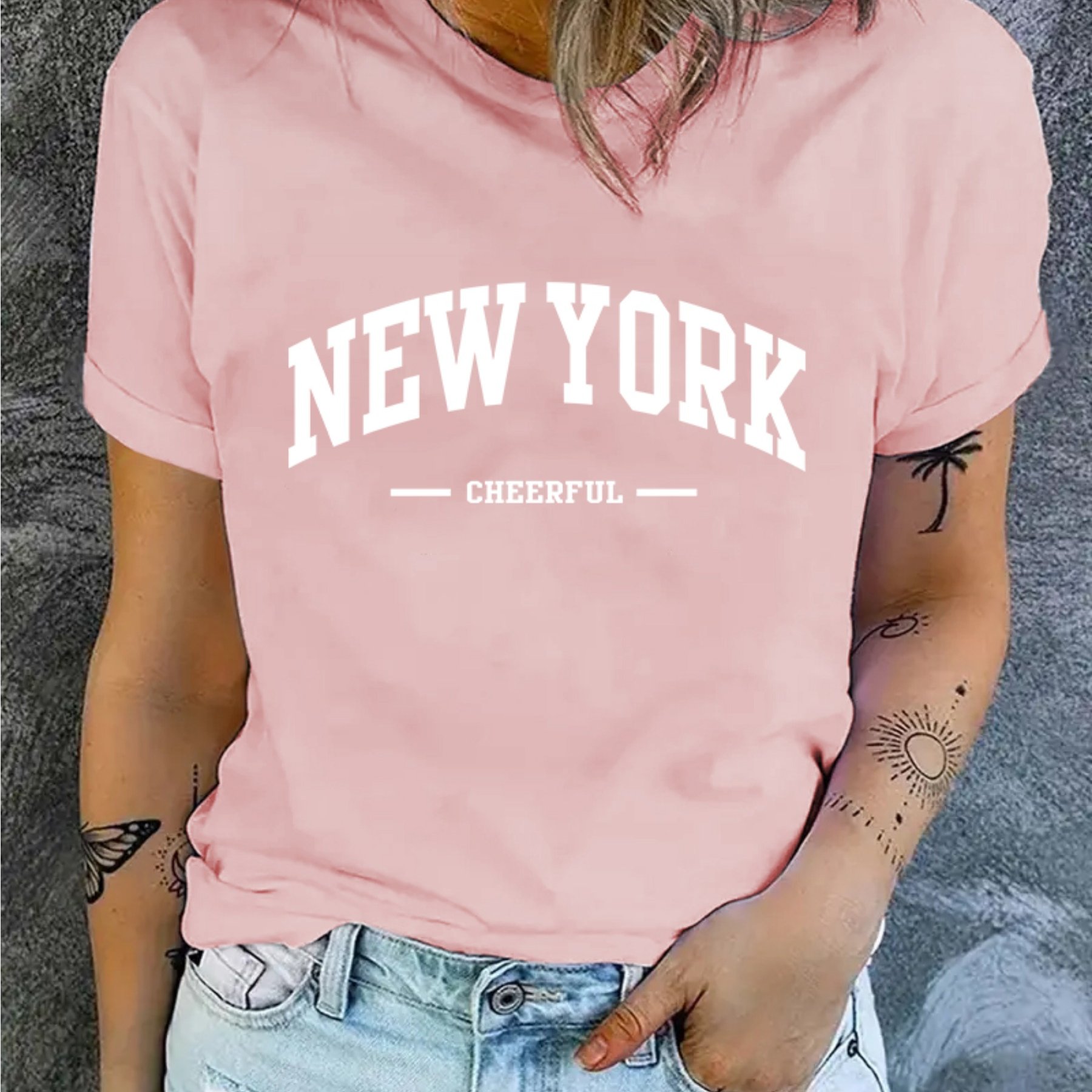 TEMU Fashion Casual Short Sleeve T-shirt For Women