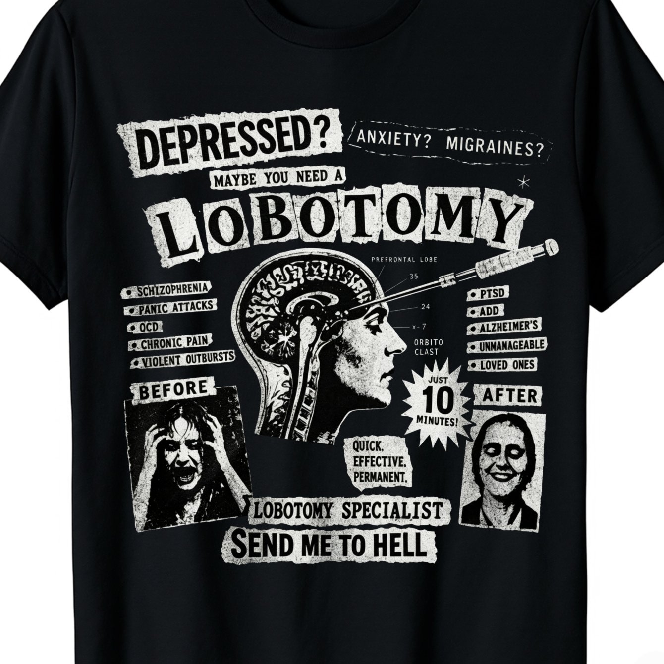 Image of Men's Plus Size T-shirt Depressed You Need A Vintage Graphic Print Neutral T Shirt Daily Casual Short Sleeve Fit Tee Gift