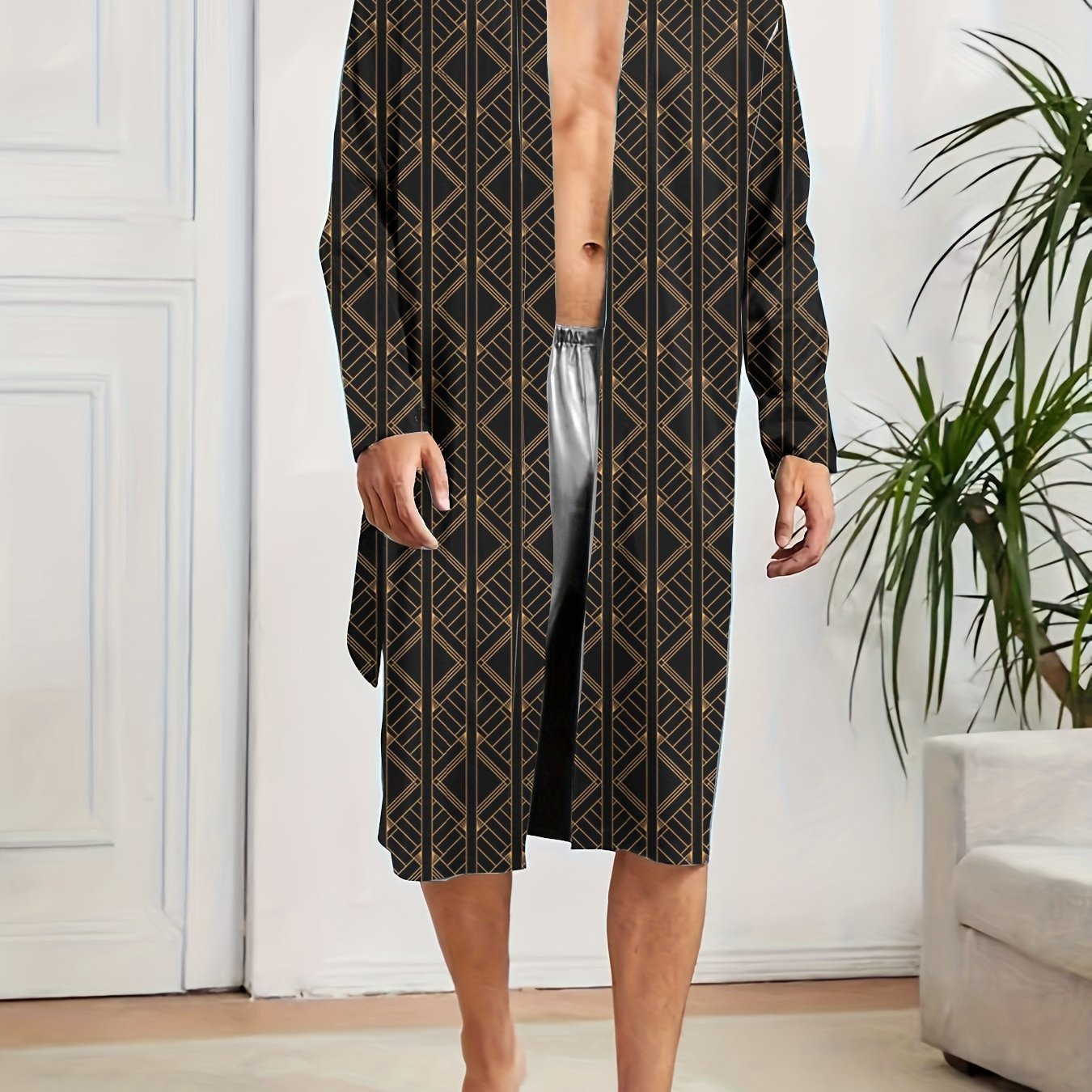 TEMU 's Lightweight Quick-dry Skin-friendly Bathrobe With 3d For Summer Air-conditioned Rooms, Fiber Fabric Pajamas