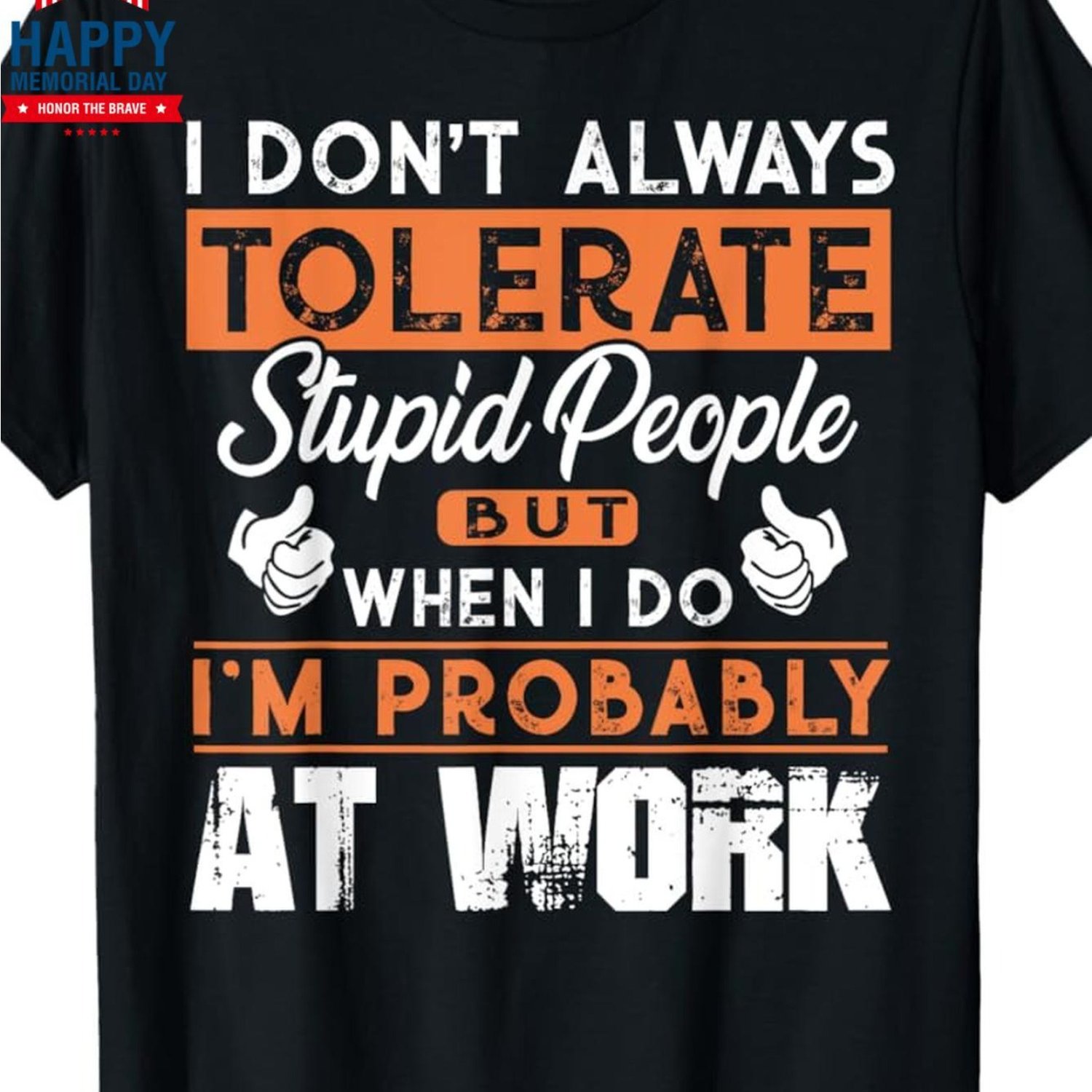 TEMU Men's Motivational Work T-shirt - "'t Stupid People" Graphic, Black With Orange White Text, Casual Round Neck Tee For , Machine Washable Cotton