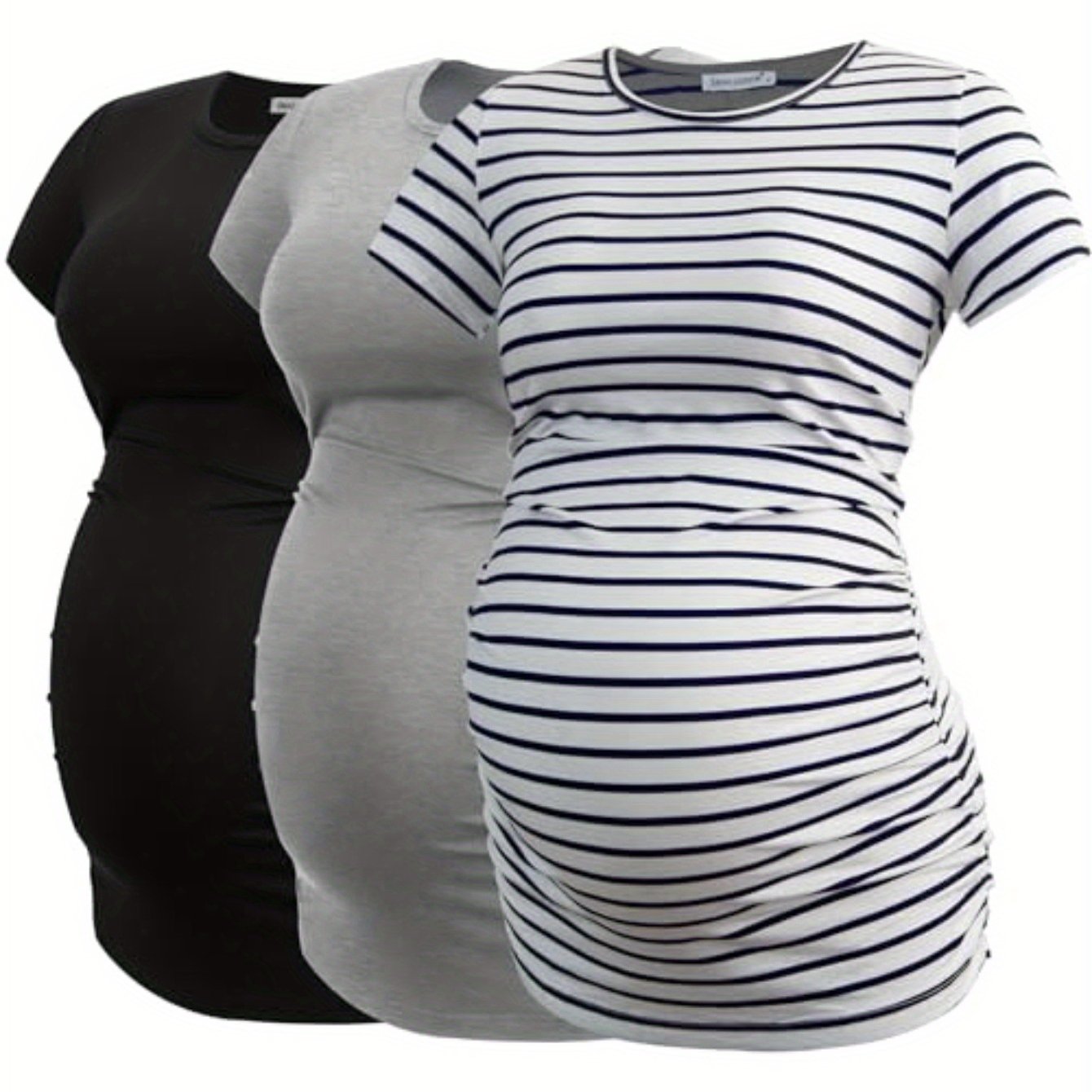3pcs Set Women's Pregnant Short Sleeve Summer Casual Short Sleeve Sports Yoga Top Comfortable T-shirt Spring Wear