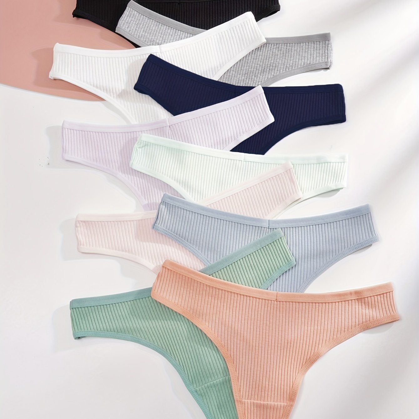 Image of 10-pack Solid Color T-shirt Style Women's Panties