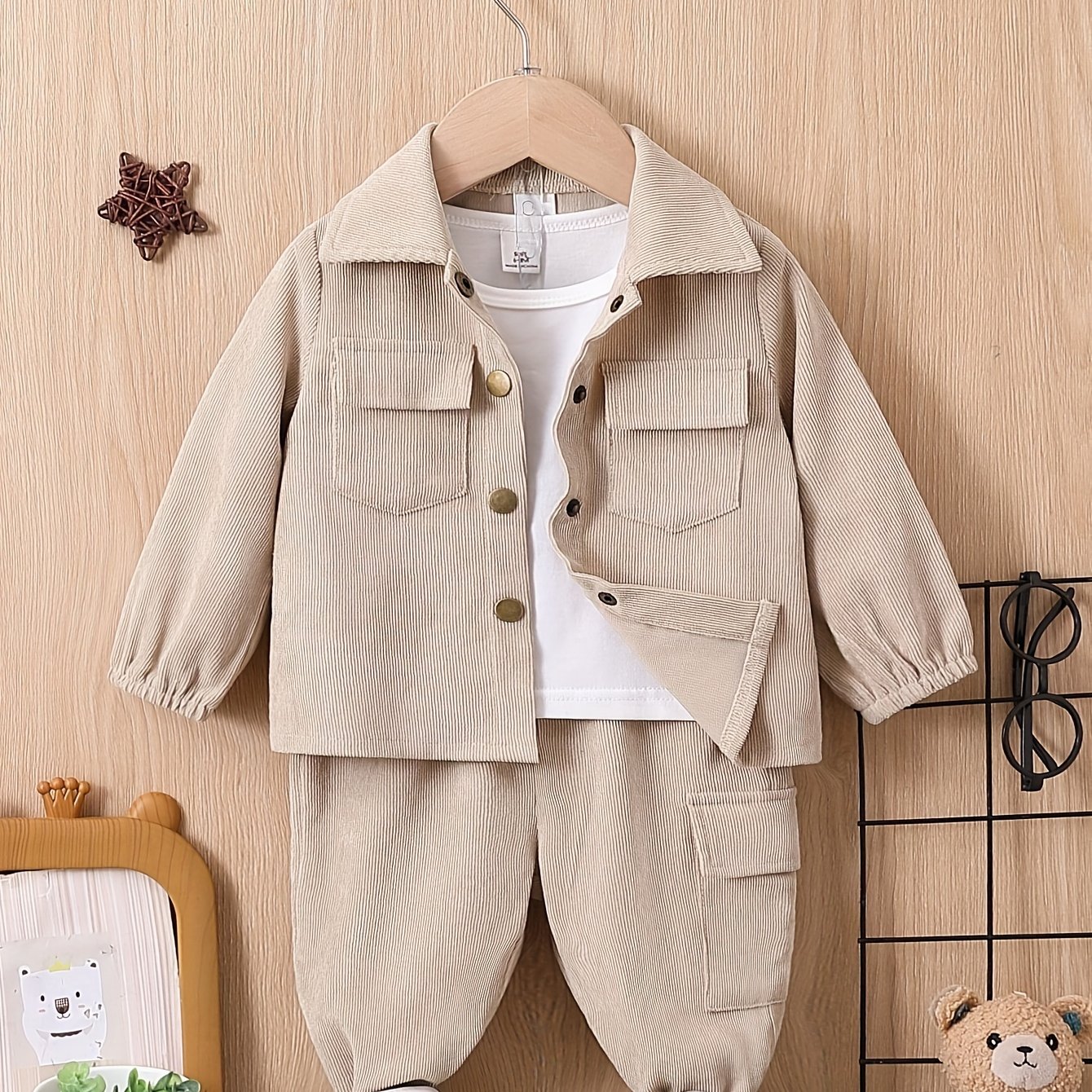 TEMU Children's Suit Boys' Autumn Winter Clothes Work Clothes 2pcs Boy's Sports Suit Children, For Outdoor