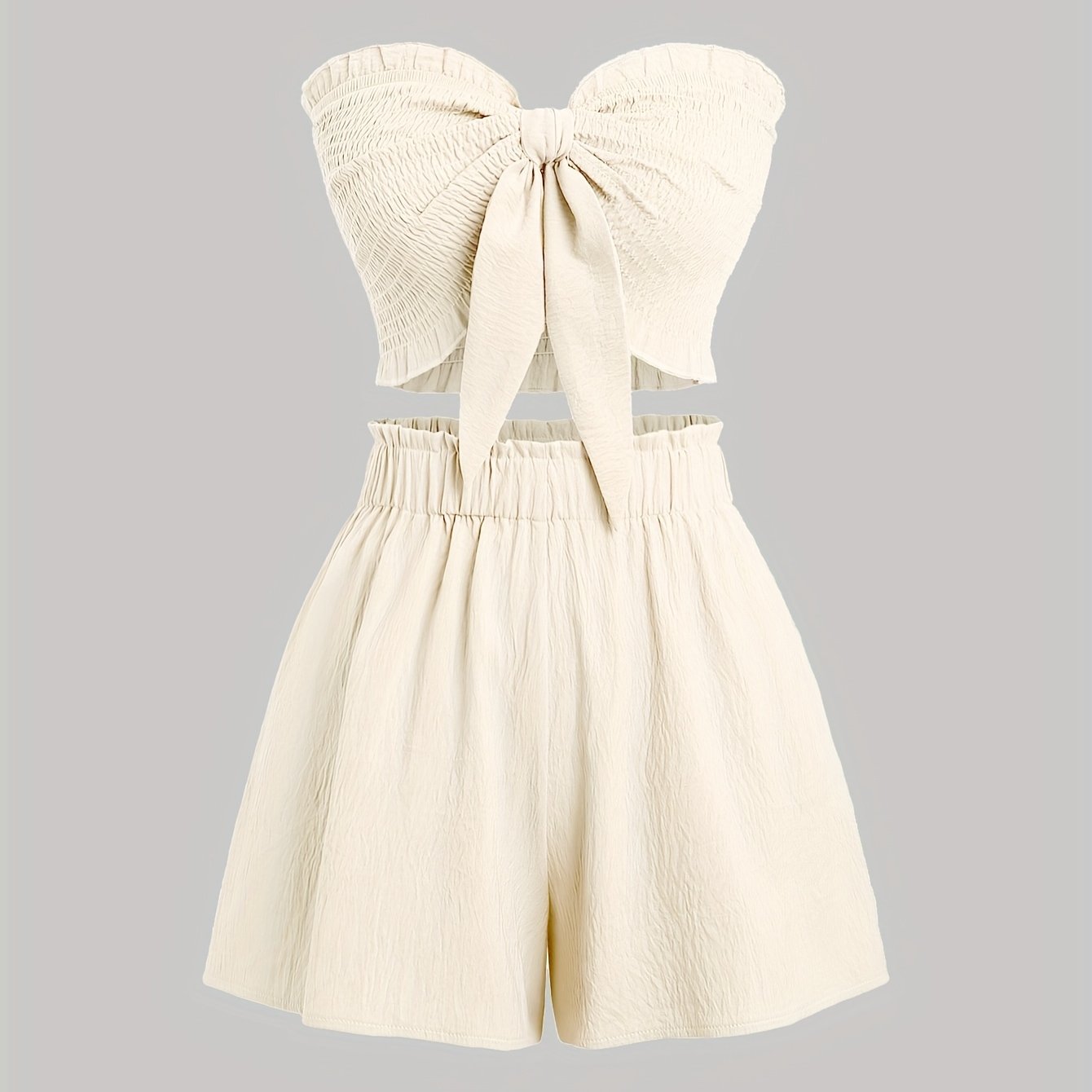 2pcs Women Solid Front Knot Camisole Top And Shorts Casual Co-ord Set