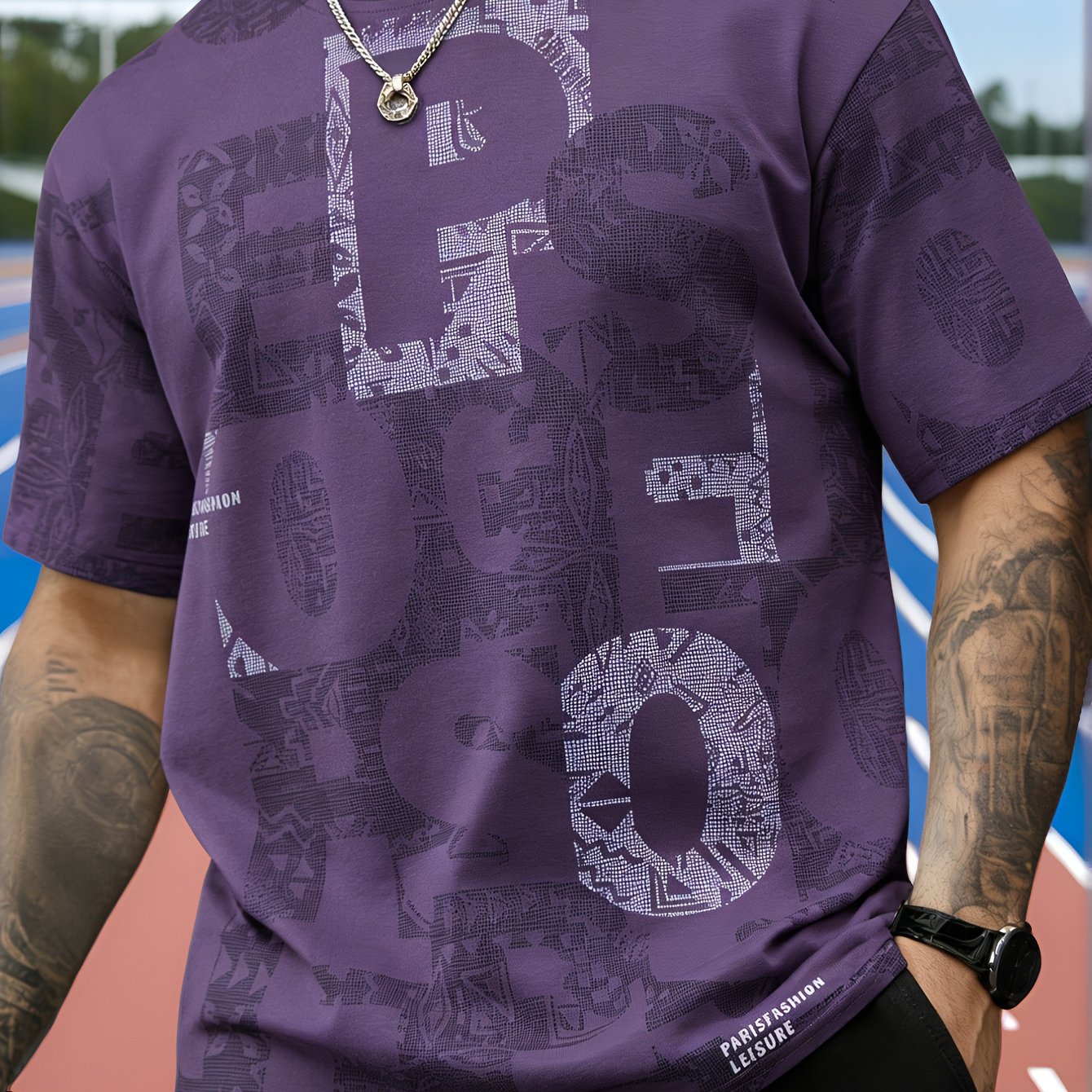 TEMU Men's Loose Breathable Letter Print Short Sleeve T-shirt - Summer Style Round Neck Tee - Youth Casual Versatile Top - Student Daily Wear Gift,