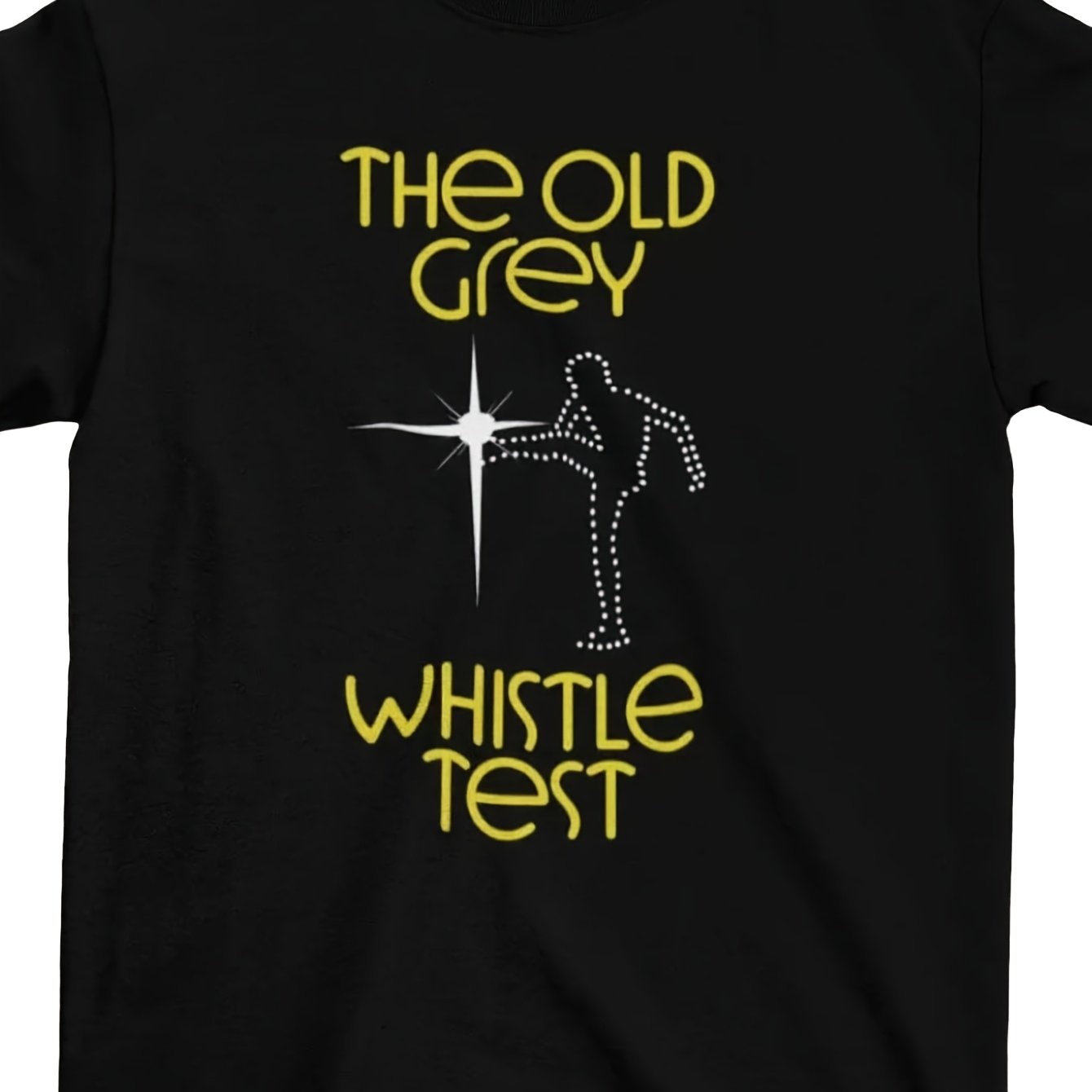 TEMU Men's & Unisex Vintage Martial Arts T-shirt - Distressed Grey Whistle Test Print & Kick Short-sleeve Crew Neck Shirt - Retro Suitable For