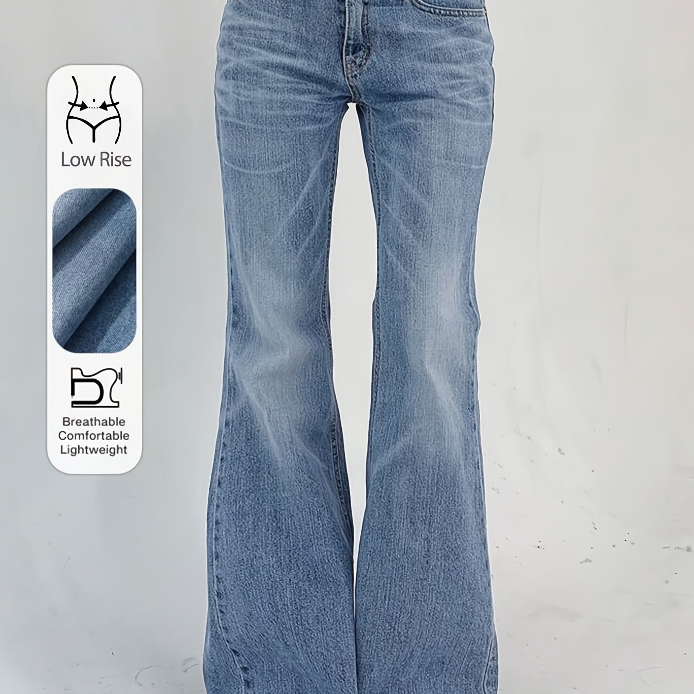 Women's Stretch Low-rise Distressed Jeans: Light Wash Blue Flared Pants With Pockets. Soft, Comfortable, And Versatile For - Perfect For Travel & Work