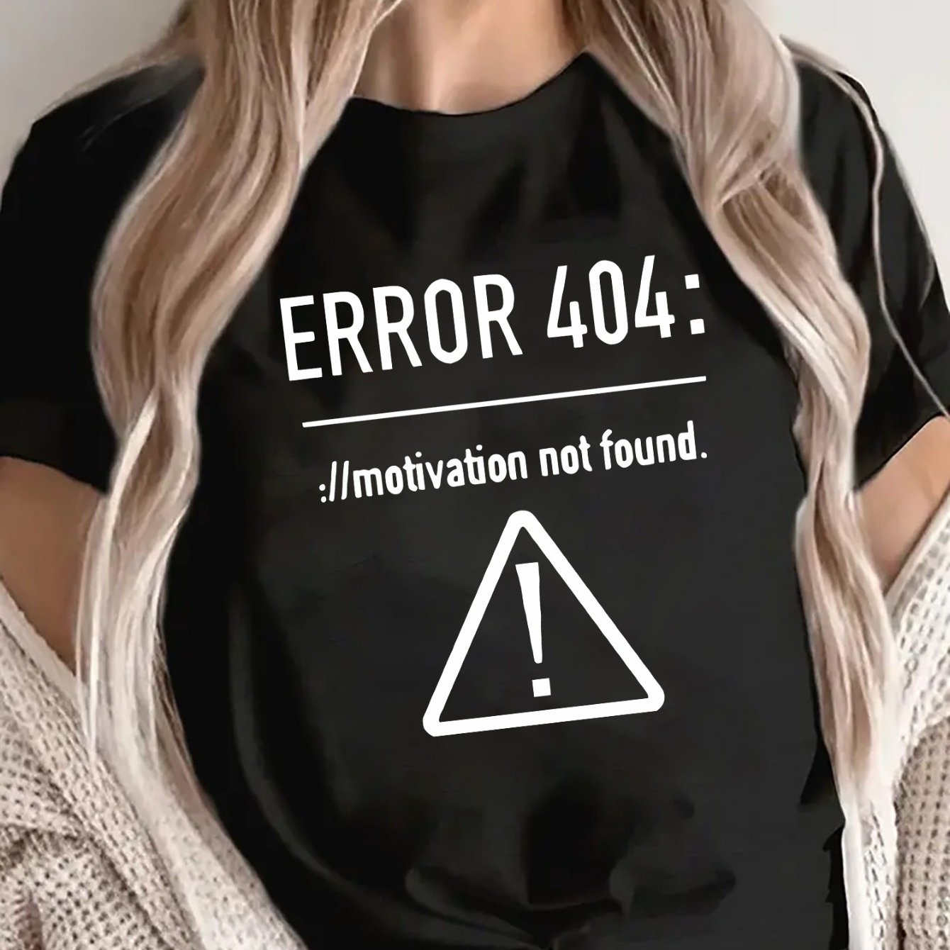 TEMU Polyester Short Sleeve T-shirt Error 404: Motivation Graphic, Lightweight And Durable For Casual Wear, Perfect For Home, Office, Or Restaurant