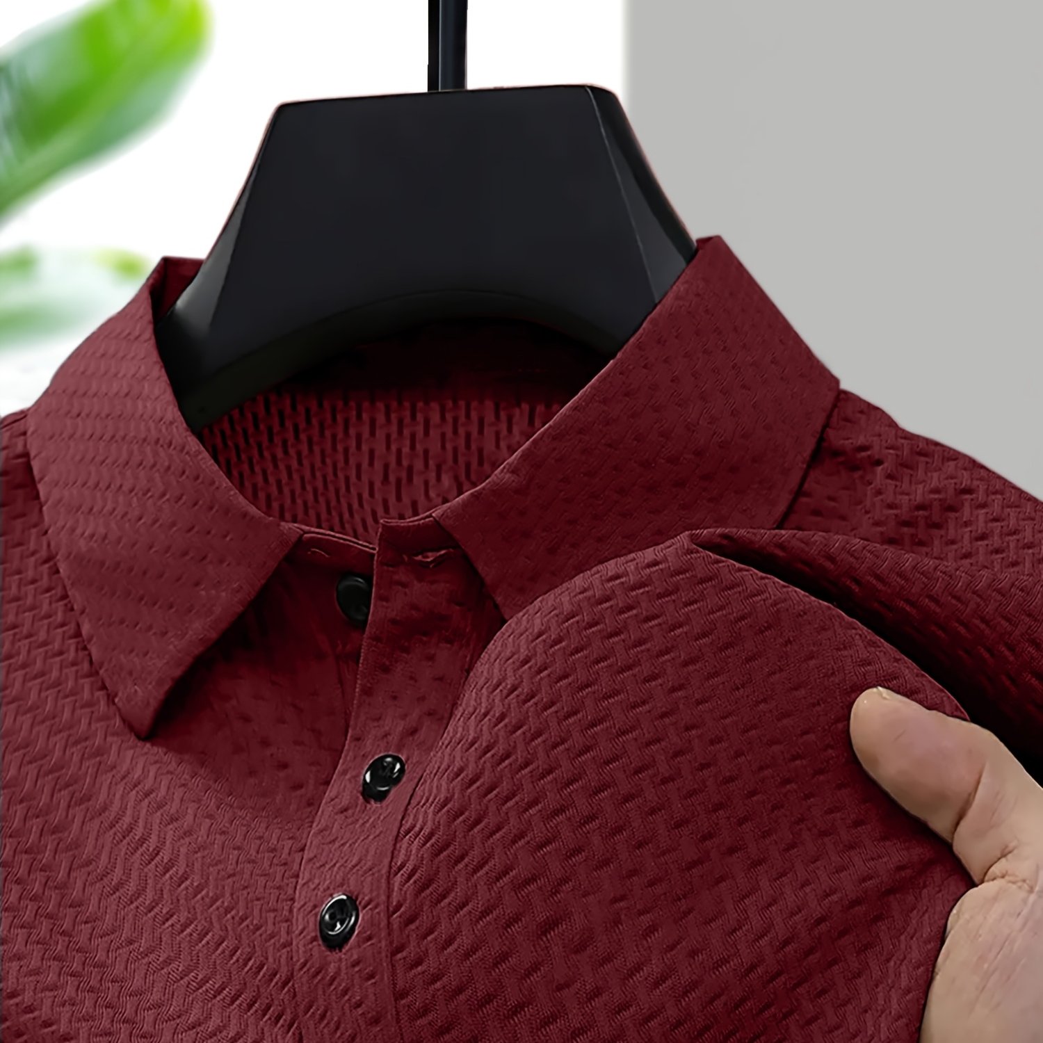 TEMU Plus Size Apparel - Plus Size Men's Shirt, Lapel Button- Short Sleeve Shirt, Henley Shirt / Y Smooth And Draping Fabric / Check Pleated Lifting