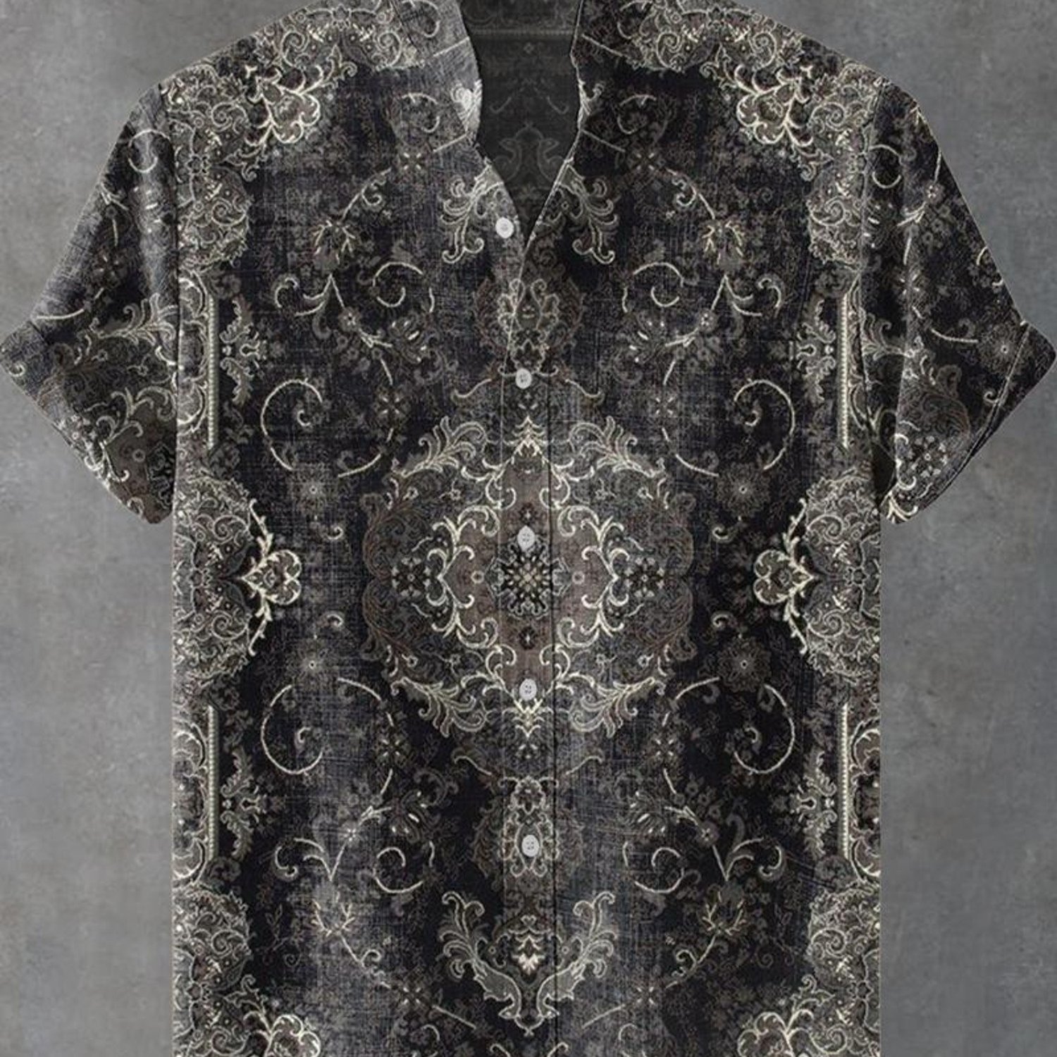Image of Men's Formal Shirt, Mixed Color, Multiple Specifications , Short-sleeved With Classic Vintage Pattern, Collared And Button-front, Displayed On