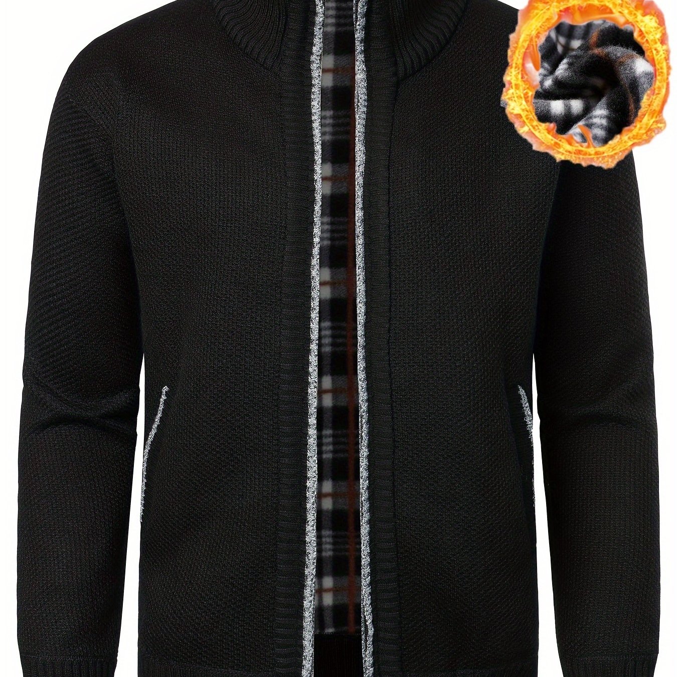 TEMU Pull zippé décontracté pour homme avec col , en , coupe régulière légèrement élastique, vêtement d'extérieur automnal et de couleur unie avec