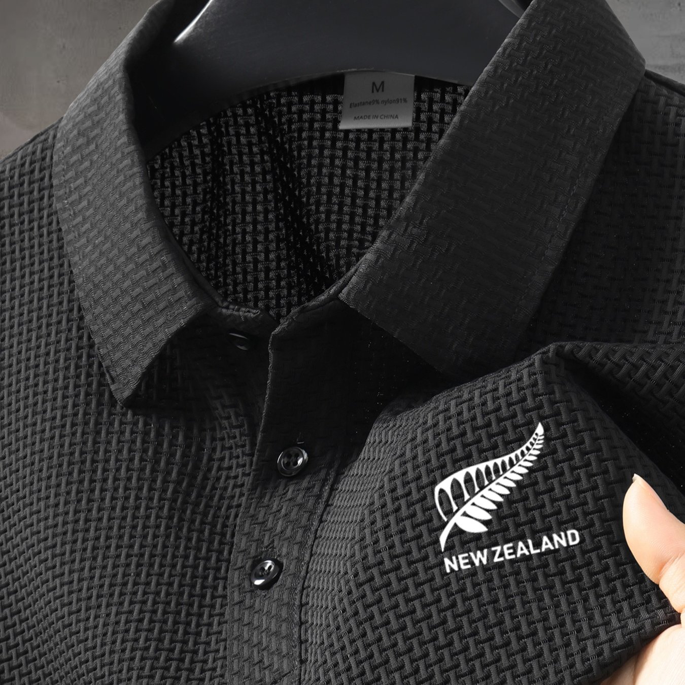 TEMU Back-to-school New Zealand Pattern Plus Size Men's Outdoor Golf & Equestrian Casual Shirt With Textured Short Sleeves, Mature Men's Business