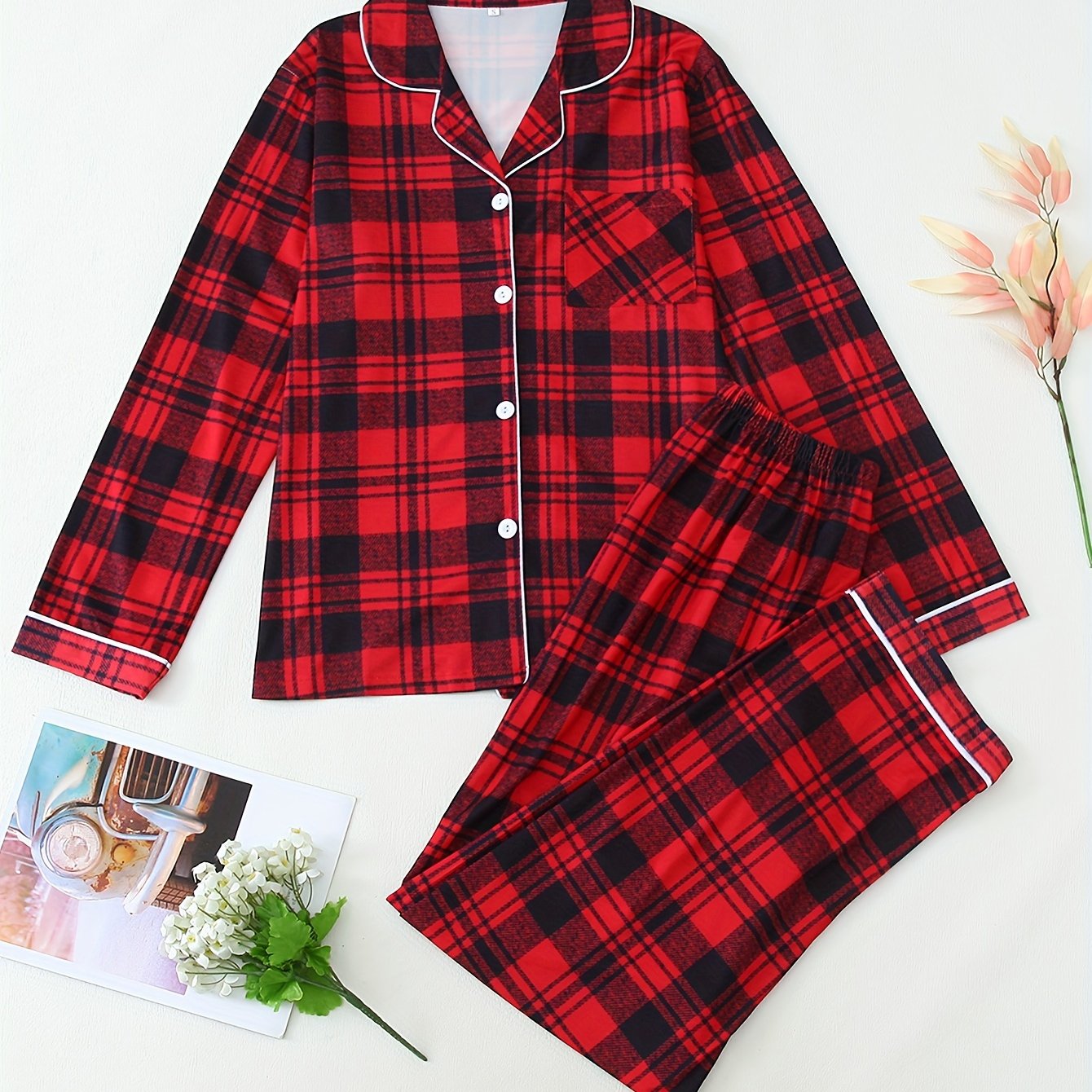TEMU Print Long Sleeve Long Pants Spring/autumn Pajama Loungewear Set