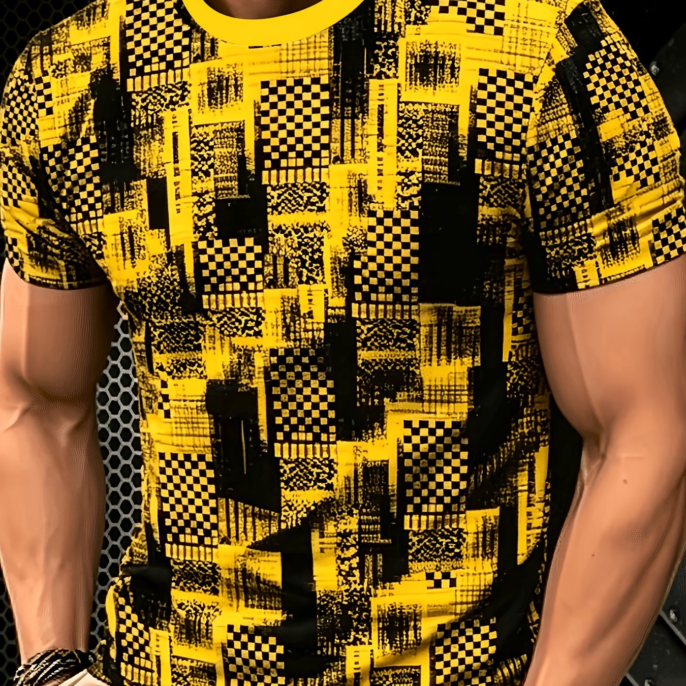 TEMU 2026 Men's All-match Breathable Comfortable New Casual Top, Black Gray Blue Print T-shirt, Men's Round Neck Short Sleeve Business Casual Top,