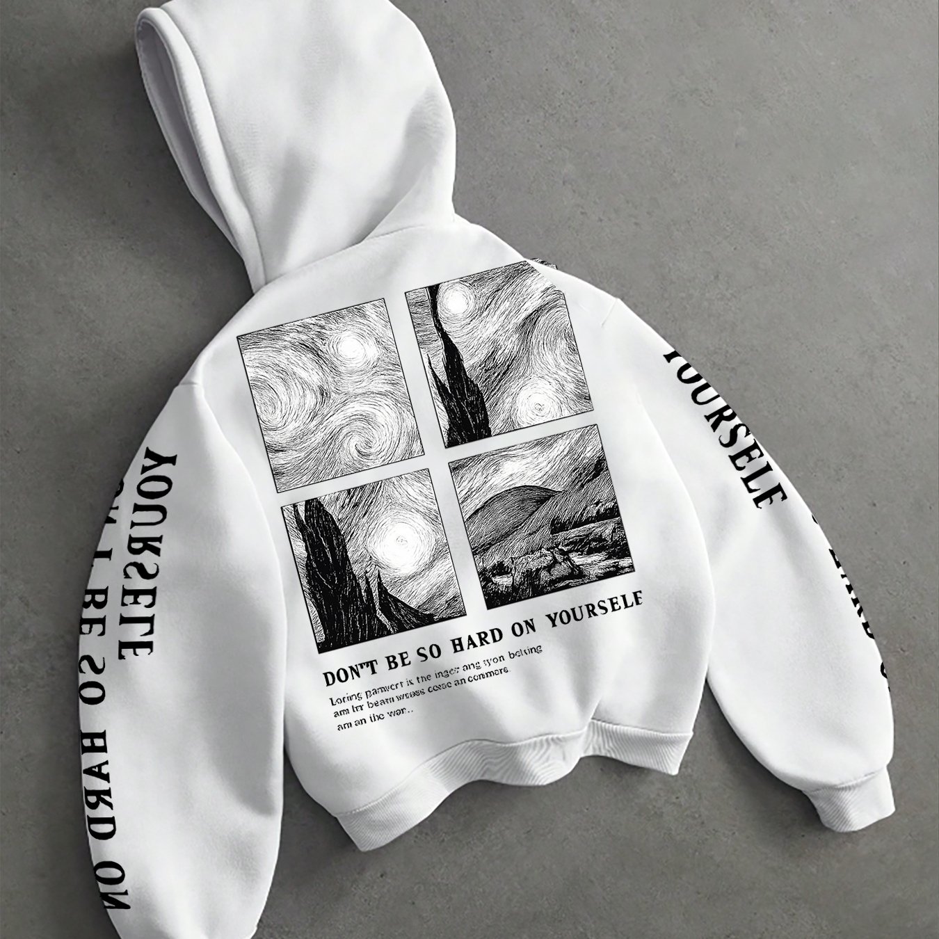 TEMU Autumn Winter Van Gogh Starry Night Print Hooded Sweatshirt, Top