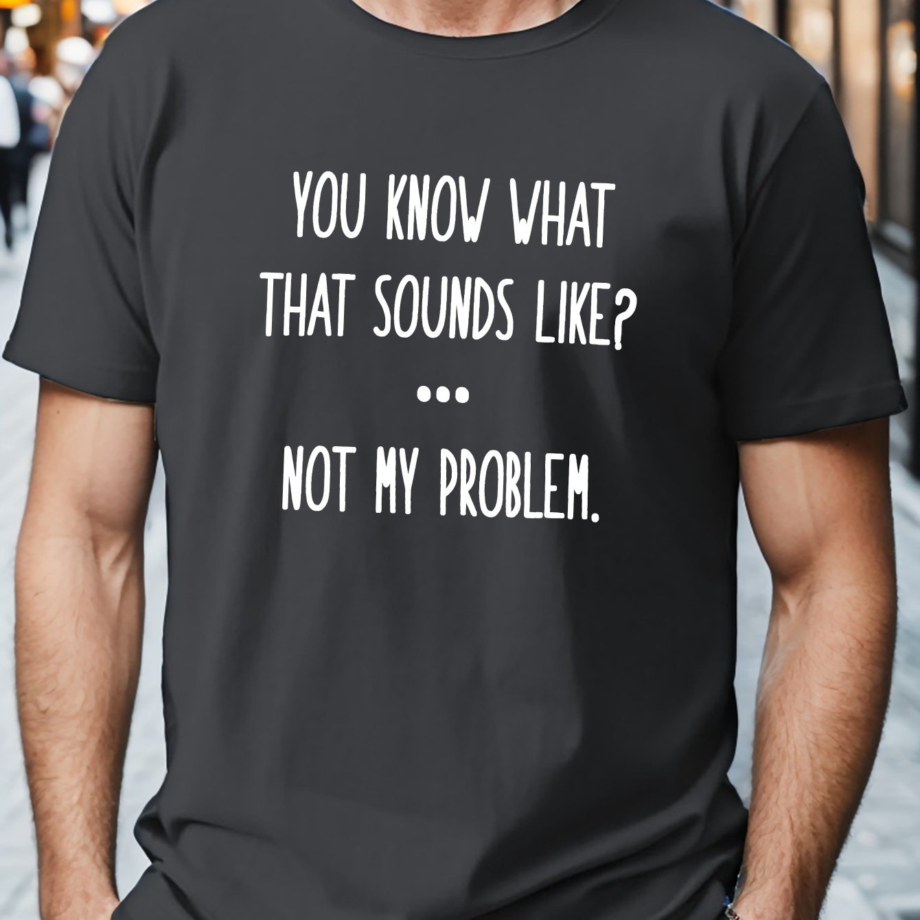 TEMU Plus Size Men's T-shirt, Letters Graphic Print Short Sleeve Tees For Males