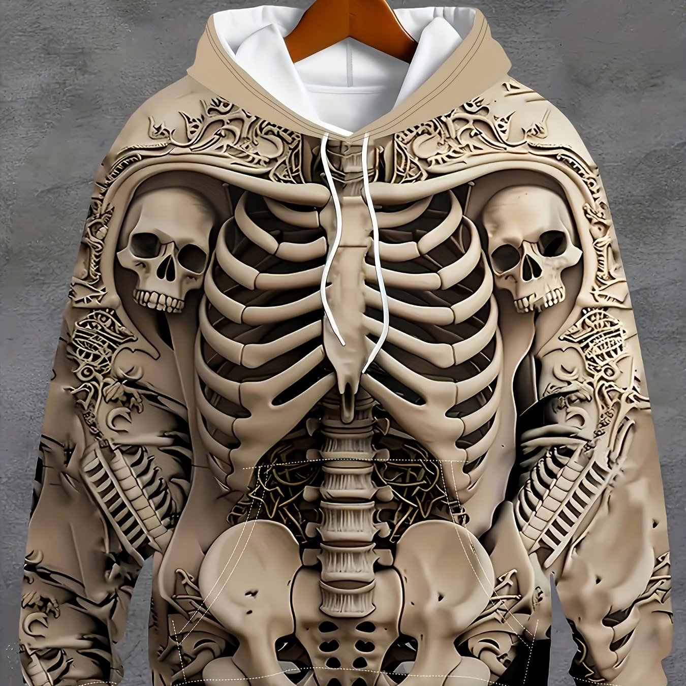 3d Effect Flat Print Men's Fashion Casual Hoodie