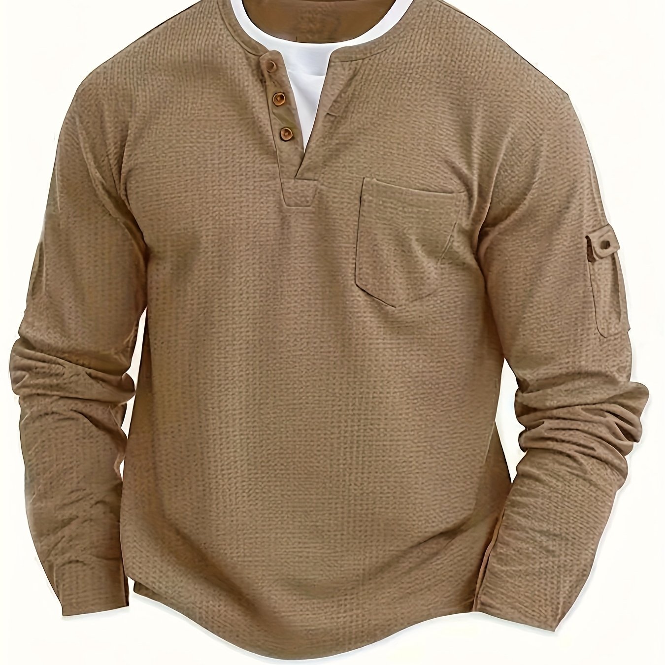 TEMU Men's Spring/autumn Latest Trend Lightweight Sweatshirt, European And 2-in-1 Look Workwear Long-sleeve T-shirt