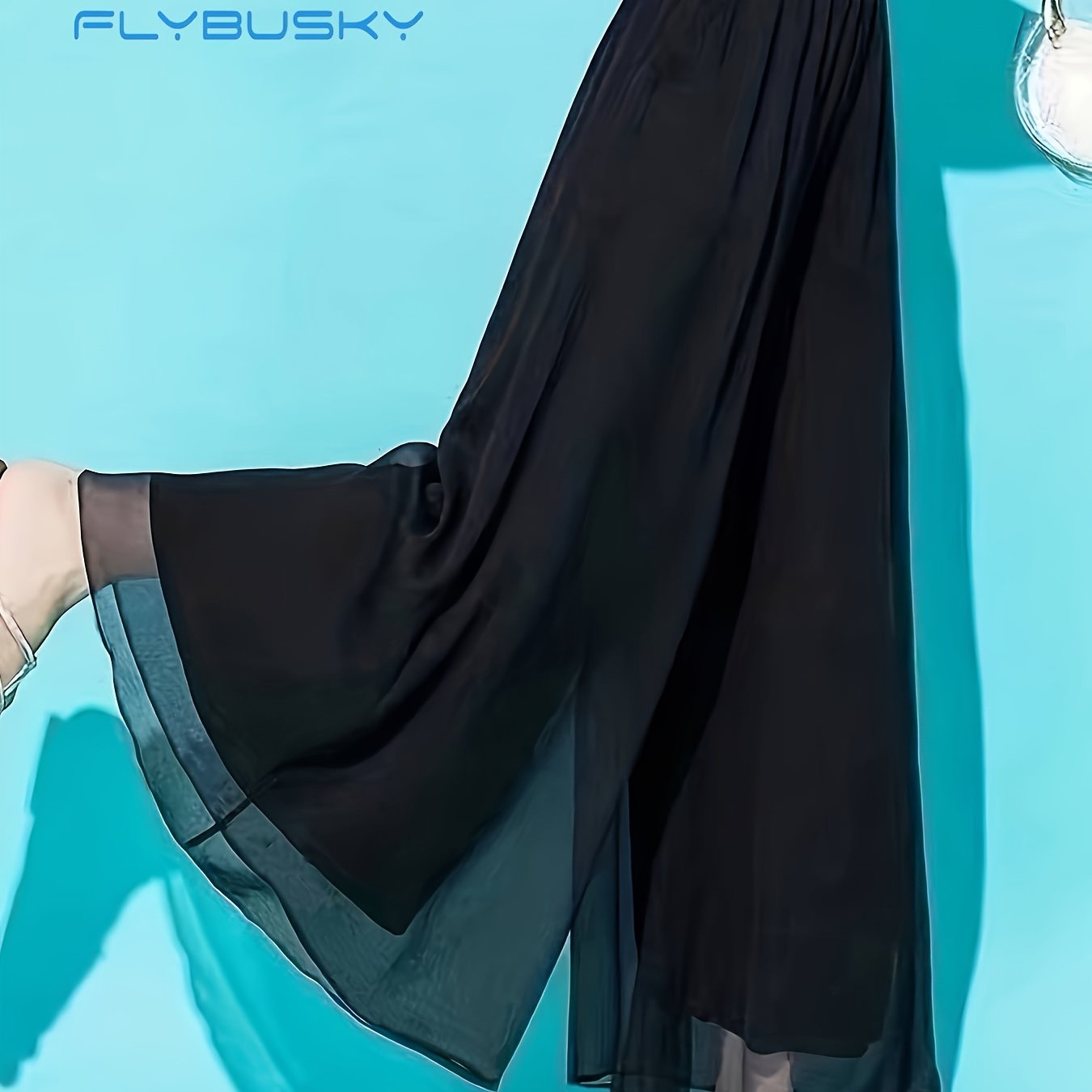 Image of Flybusky Spring/summer Wide-leg Pants, High-waist Chiffon Casual Pants, Ankle Pants, Wide-leg Skirt Pants