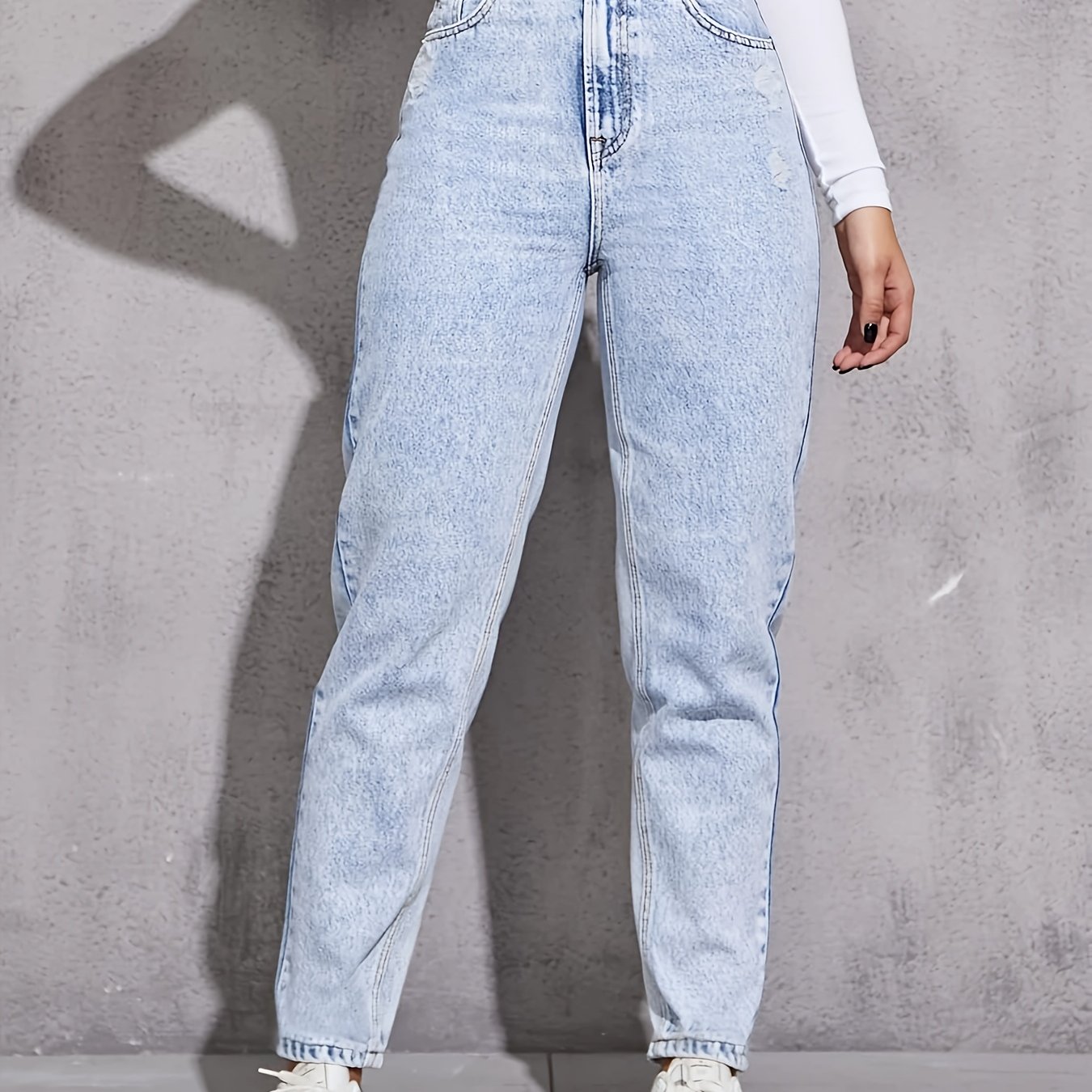 Women's Plus Size Fashion Casual Washed Stretch Denim Jeans
