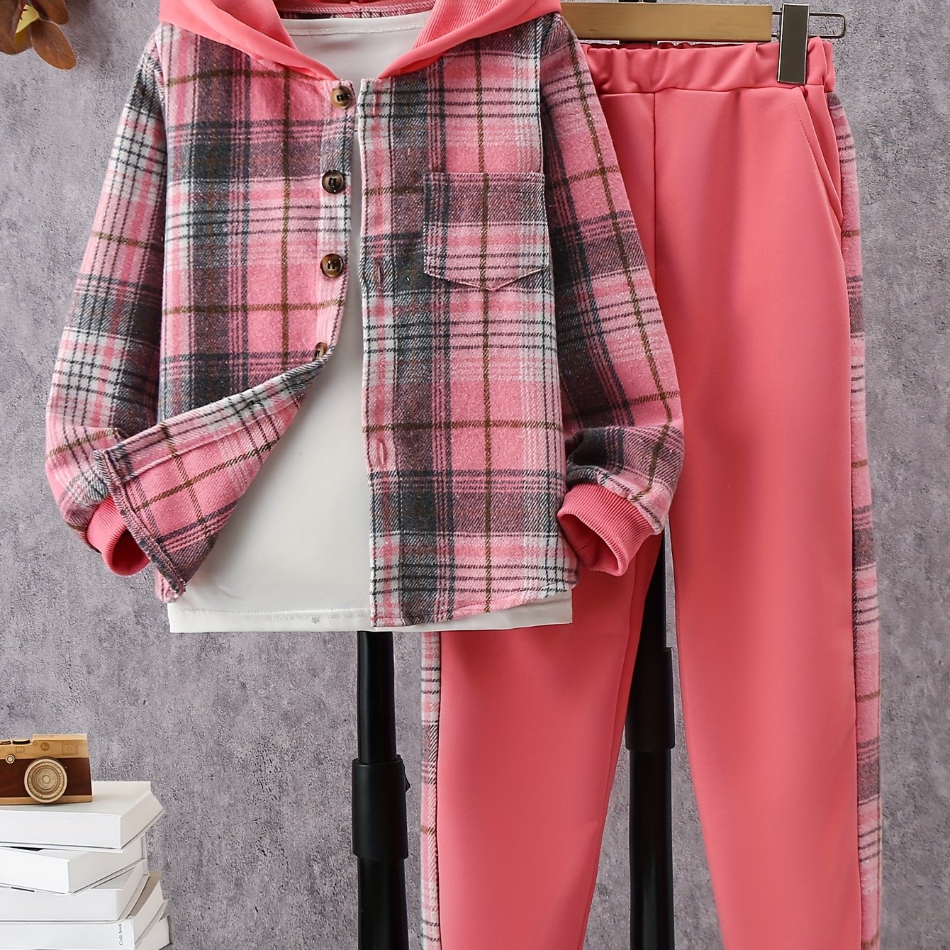 TEMU ' 2pcs Outfits, Hooded Shirt & Jogger Pants With Pocket, Comfy Sets Kids Clothes For Fall Sports, Perfect For Outdoor