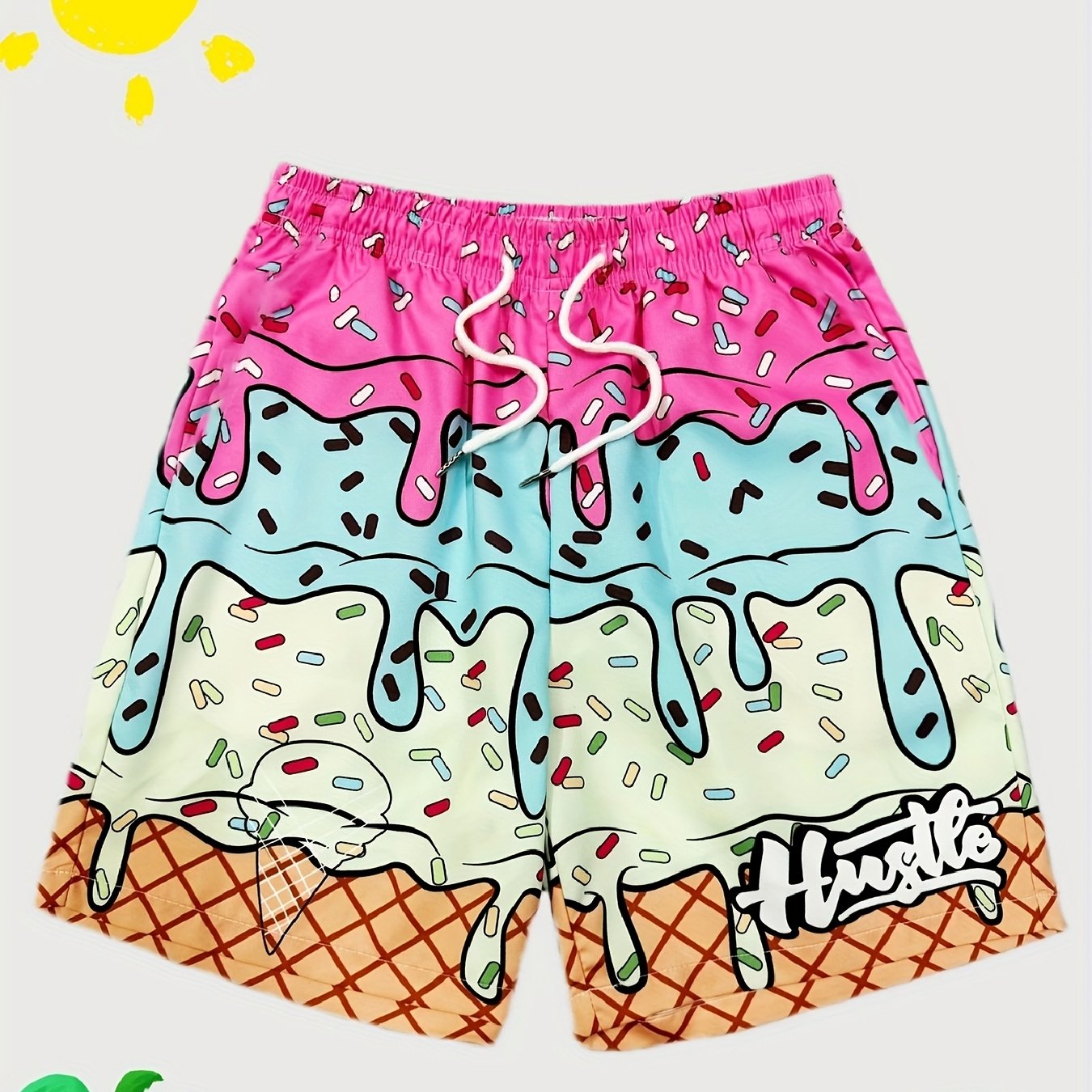 TEMU [print Design â Not Textured] Men's Fashion Print Beach Shorts, Casual. Summer Lightweight Comfortable, Casual, Machine Washable Shorts, Golf,