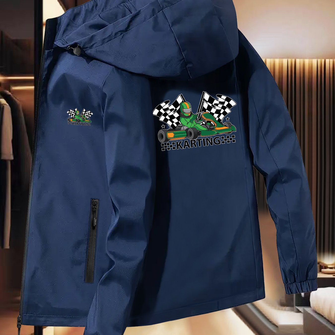 TEMU Go-kart Elements, New Unisex Jacket, Windproof Breathable Outdoor Hiking Wear For Couples, Outdoor And Home Cold Weather Protection