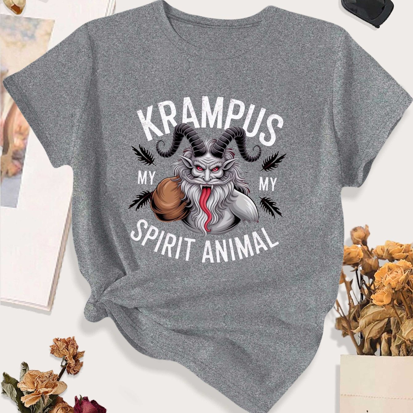 TEMU Krampus Festive Art Large Size Women's Casual Sports T-shirt