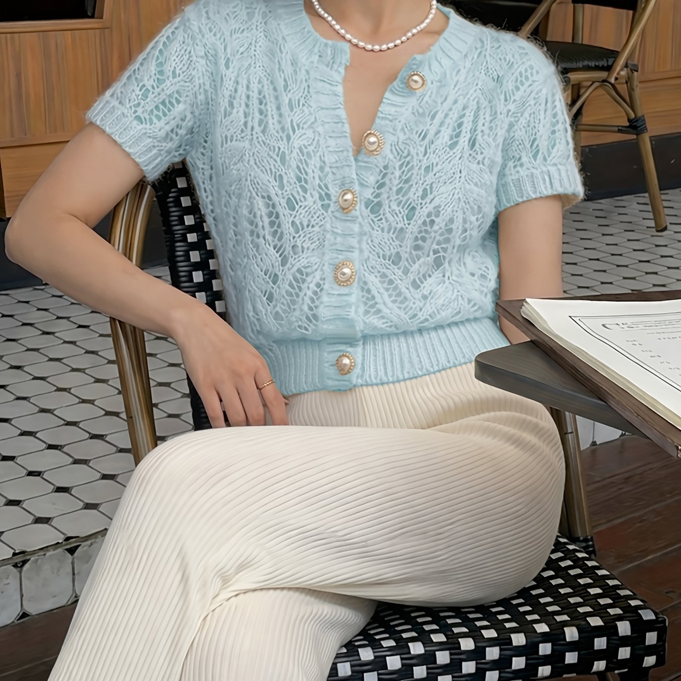 TEMU Gilet pour femme, couvre-soleil de climatisation à col rond, haut , style printemps/automne, veste douce et décontractée à manches courtes