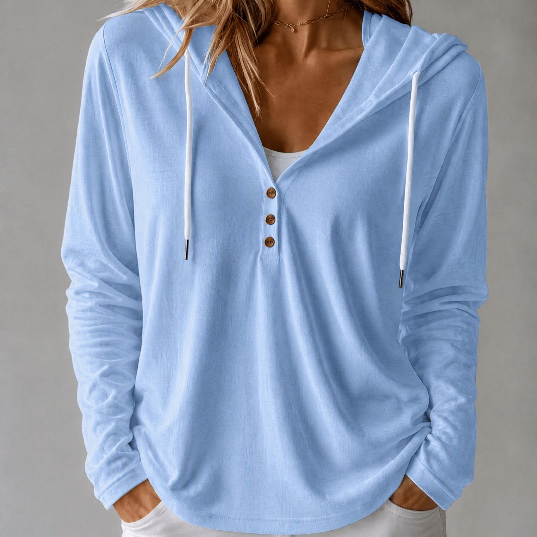 TEMU T-shirt à capuche décontracté, confortable et élégant à manches mi-longues pour femme, automne/hiver