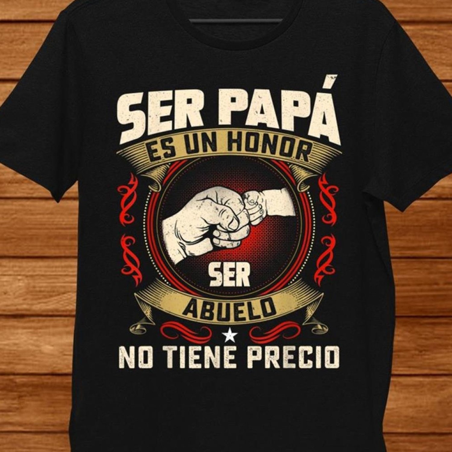TEMU Camiseta con eslogan en español para hombre "Ser padre , ser " - Top casual negro, estampado de texto en español, opción de regalo para ,