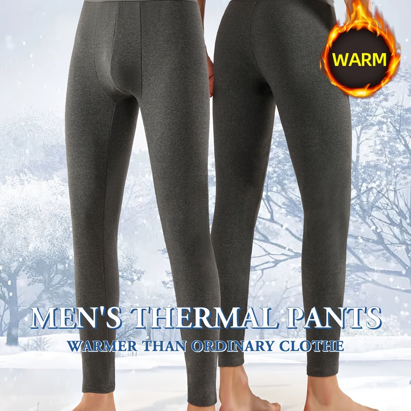 E-shop Herren Winter-gefütterte , mitteldicke Slim-Fit-gefütterte Leggings, eng anliegende Thermounterhose für Herbst Winter