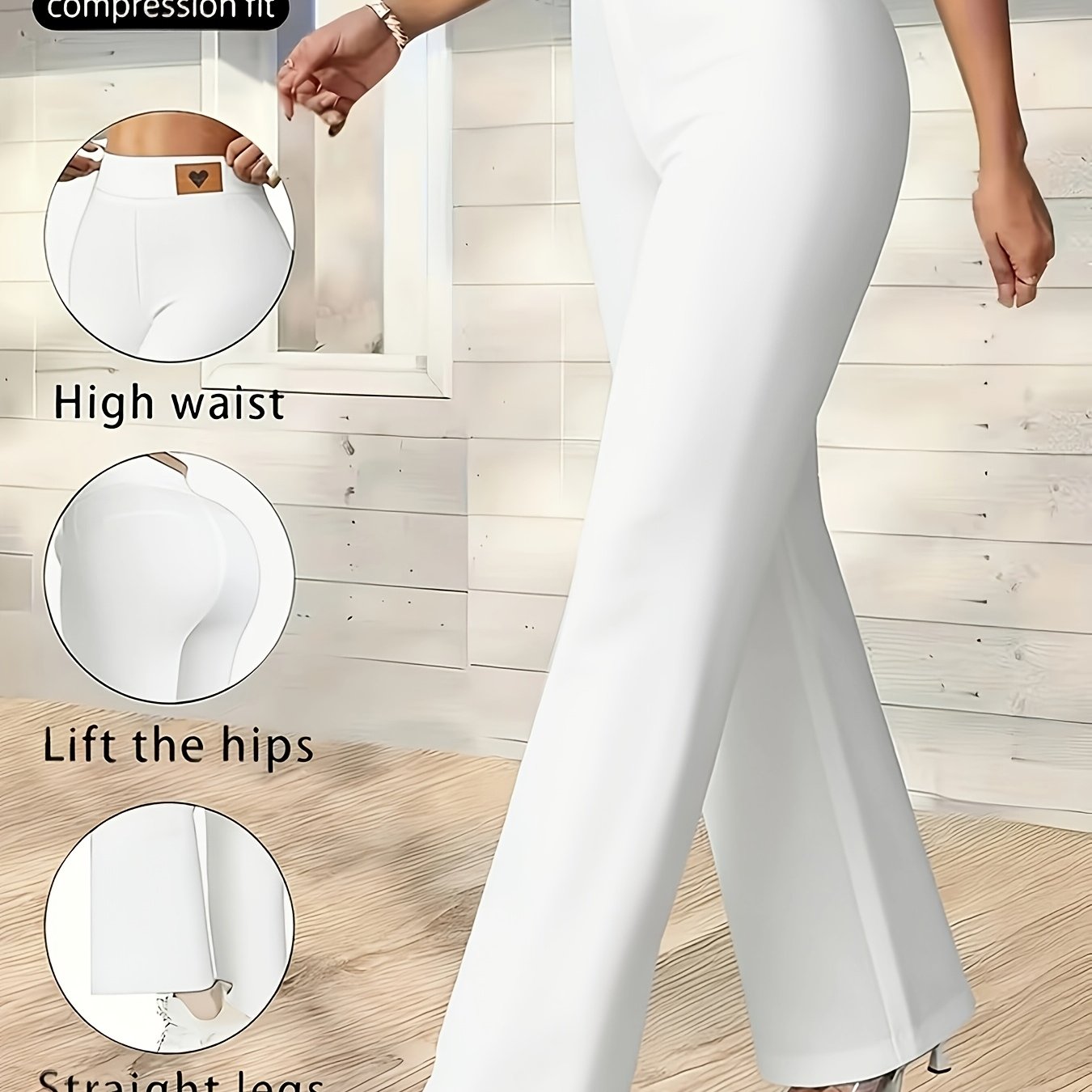 E-shop Plus Size - Damenhosen in großen Größen, mit Etiketten, hoher Bund, lässig, gerades Bein, einfarbige lange Hosen