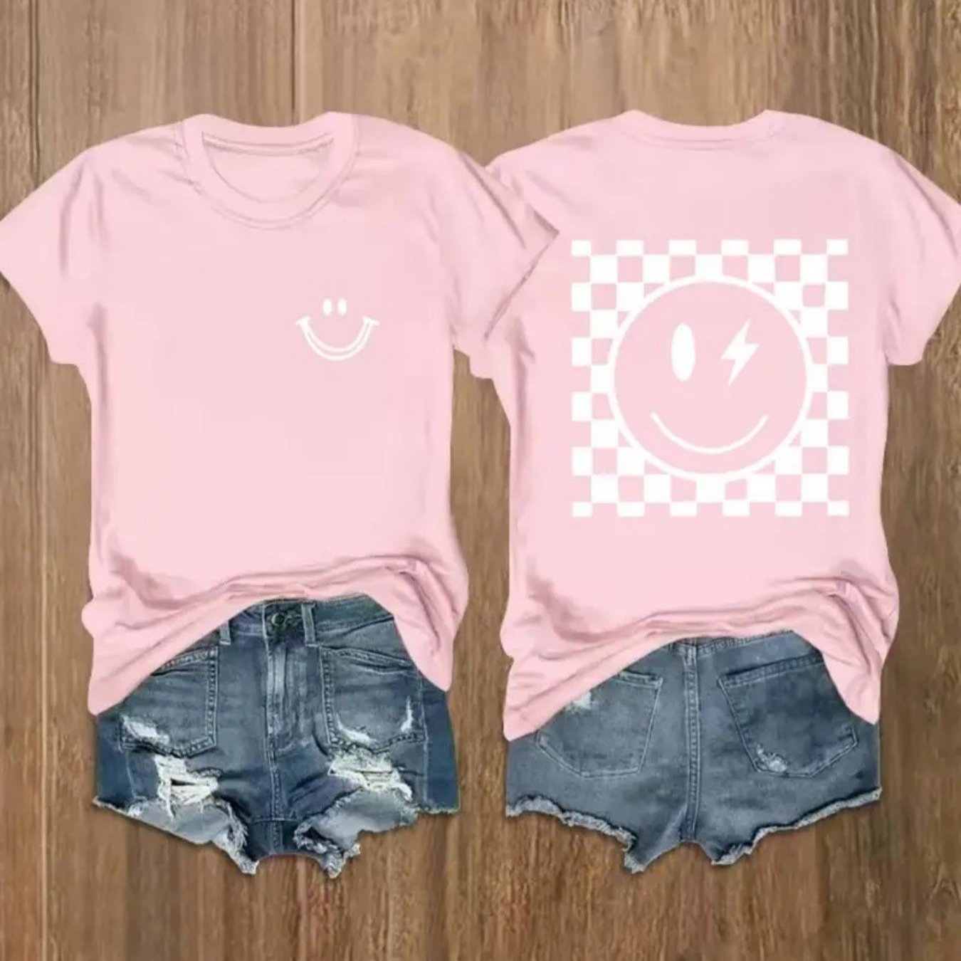 TEMU Printed Pattern, Casual Round Neck T-shirt, Spring And Summer, Casual Women's Tops, Fashionable Women's Tops, Short Crop, Picnic Beach, Local